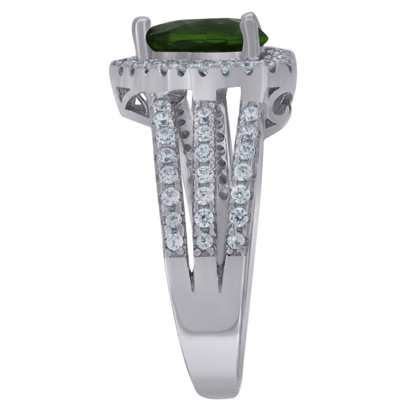 Sterling Silver Womens Cubic Zirconia Heart Bridal Anniversary Wedding Engagement Band Ring