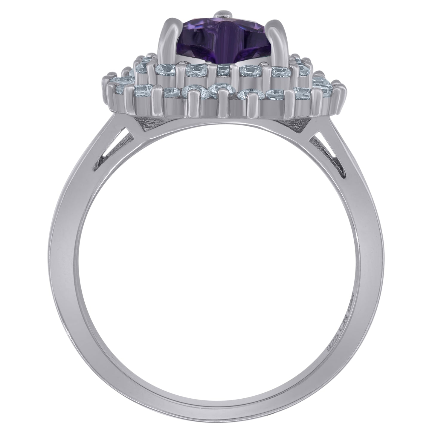 Sterling Silver Womens Cubic Zirconia Heart Bridal Anniversary Engagement Wedding Ring