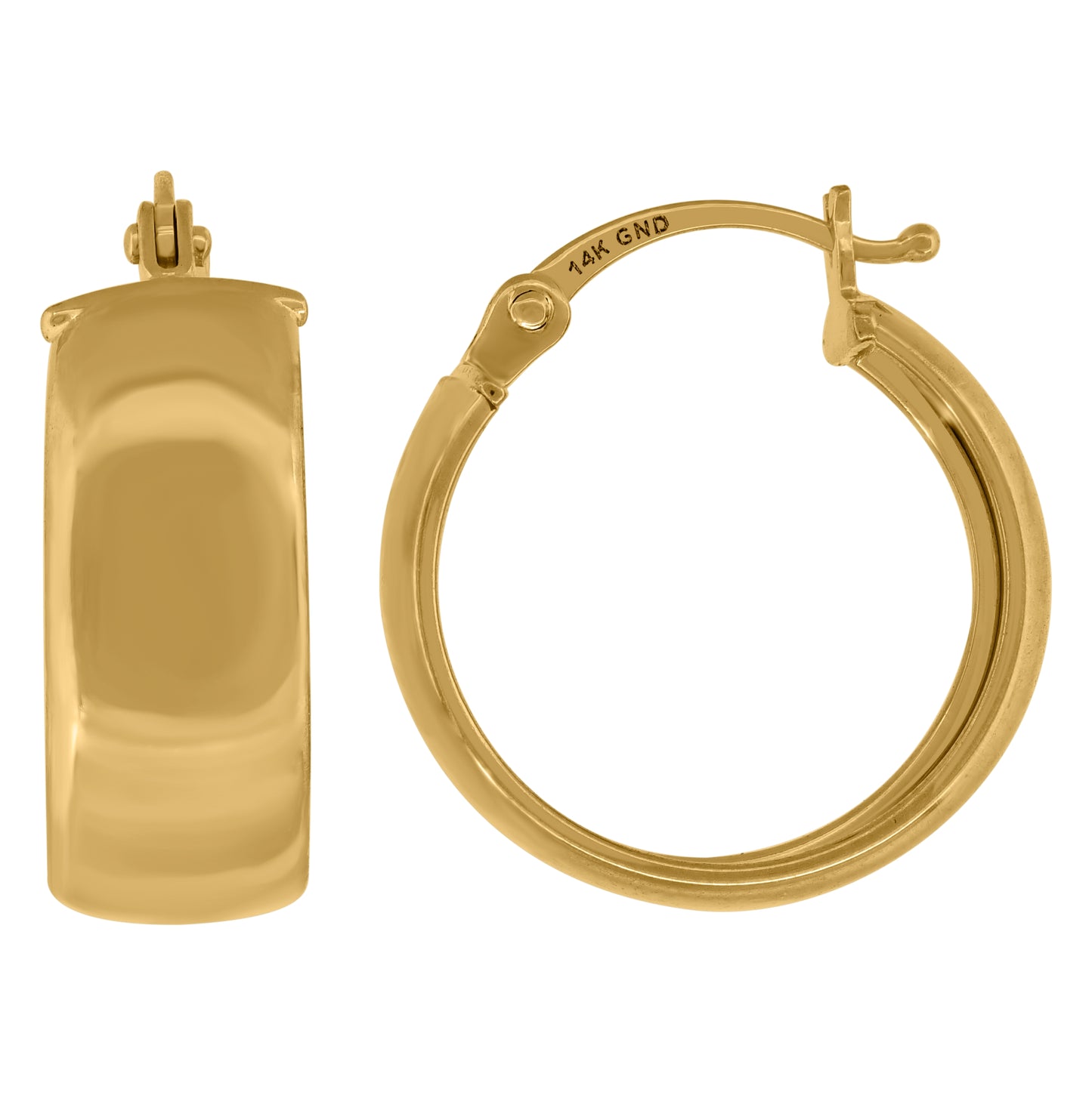 14K Yellow Gold Womens Plain Huggie Hoop 16Mm Earrings