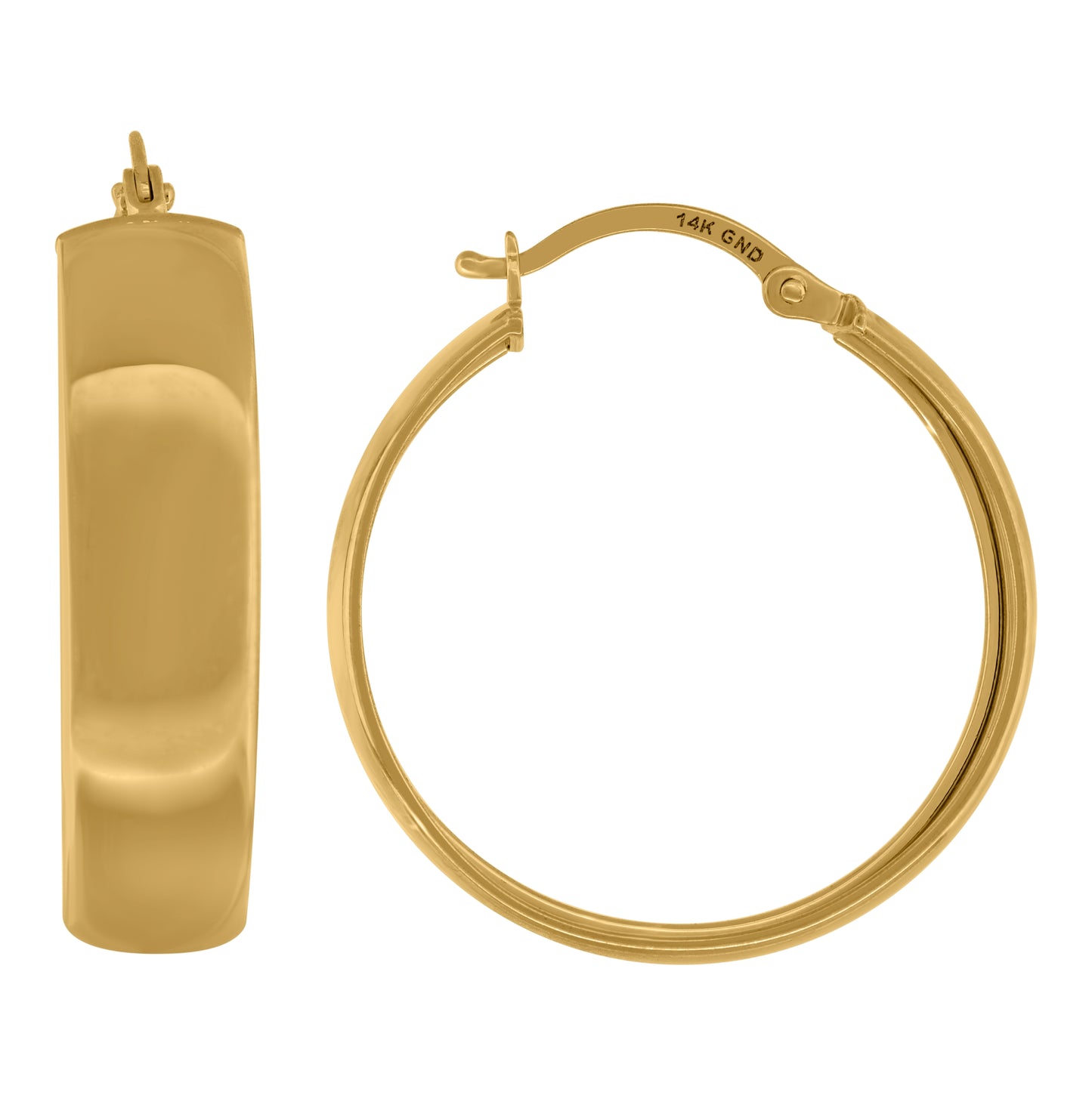 14K Yellow Gold Womens Plain Huggie Hoop 25Mm Earrings