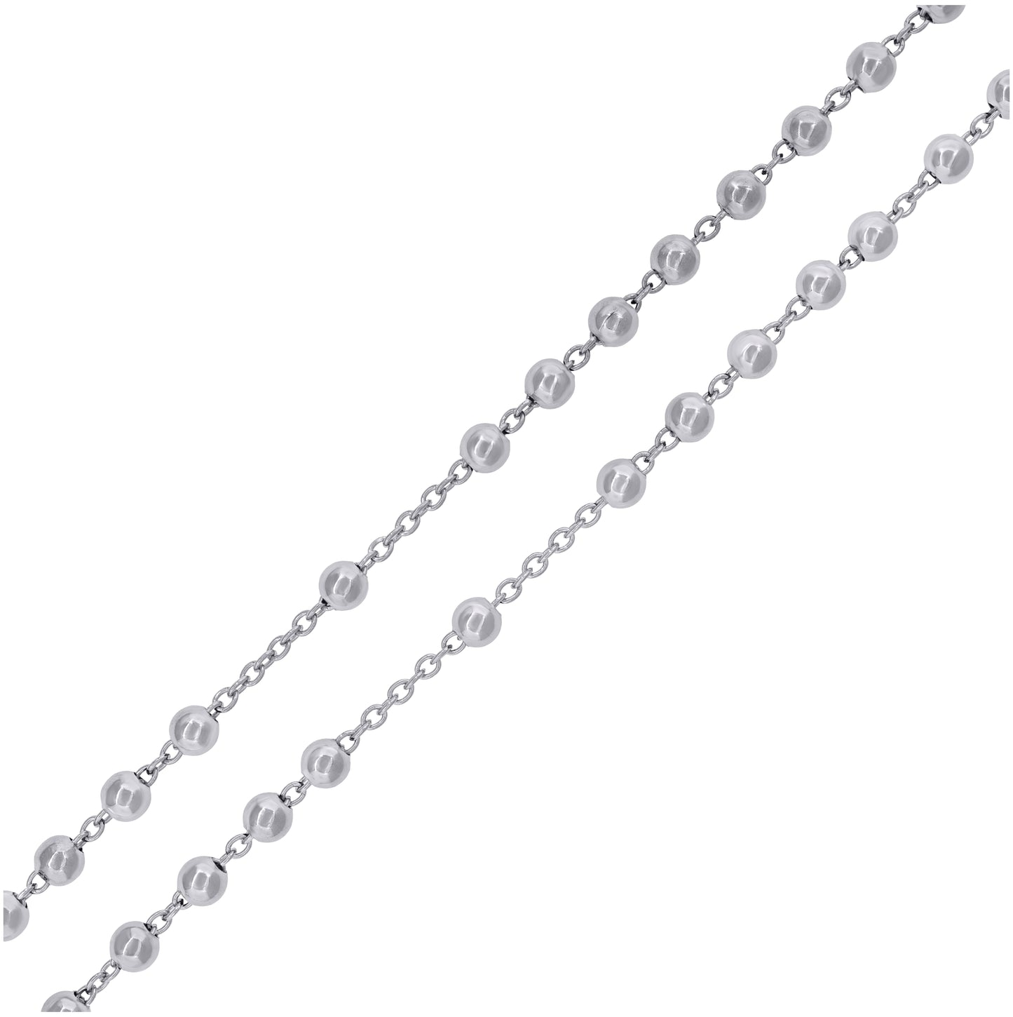 Sterling Silver Or Yellow-Tone Or Rhodium Plated Unisex Rosary Necklace