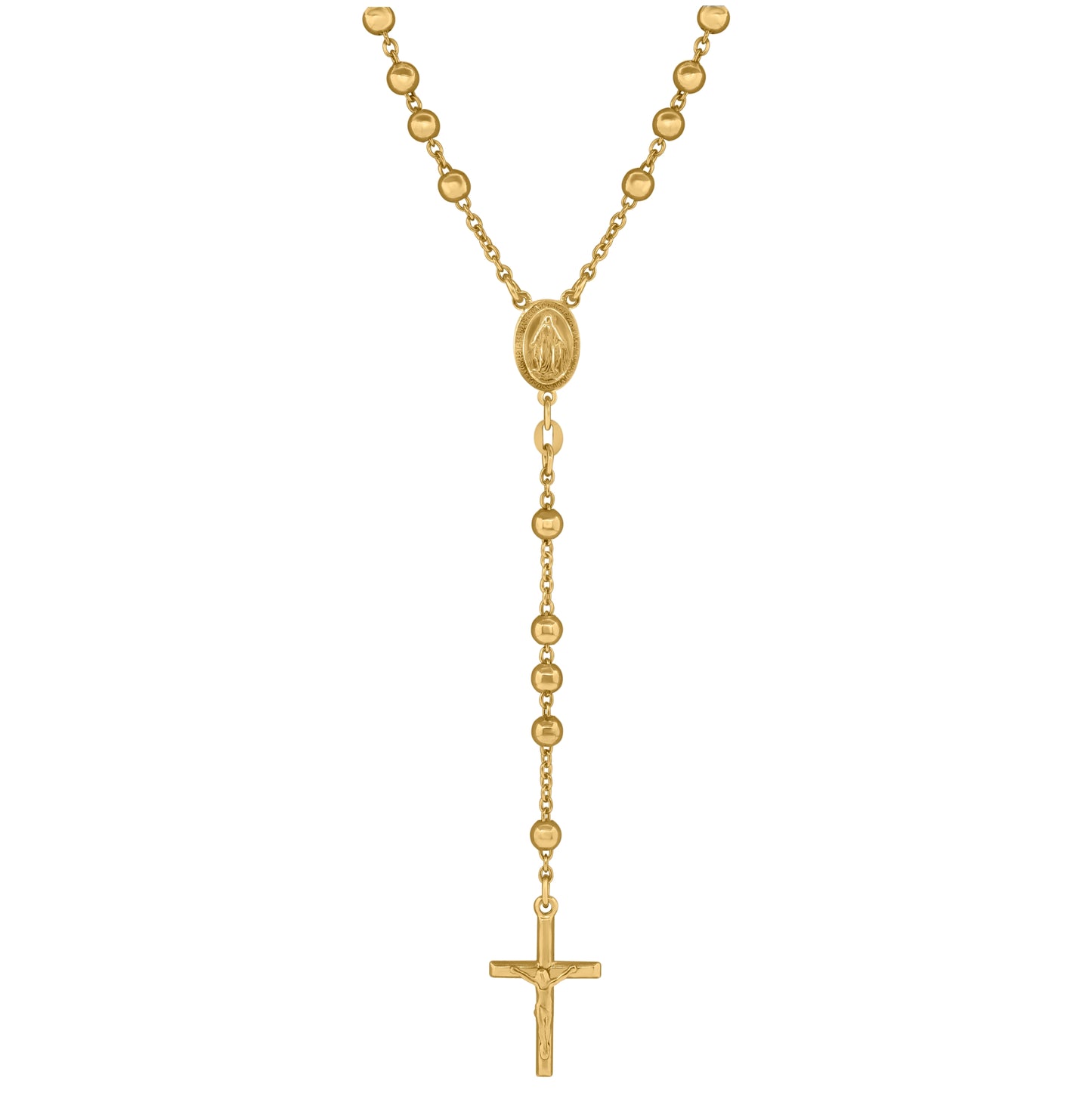 Sterling Silver Or Yellow-Tone Or Rhodium Plated Unisex Rosary Necklace