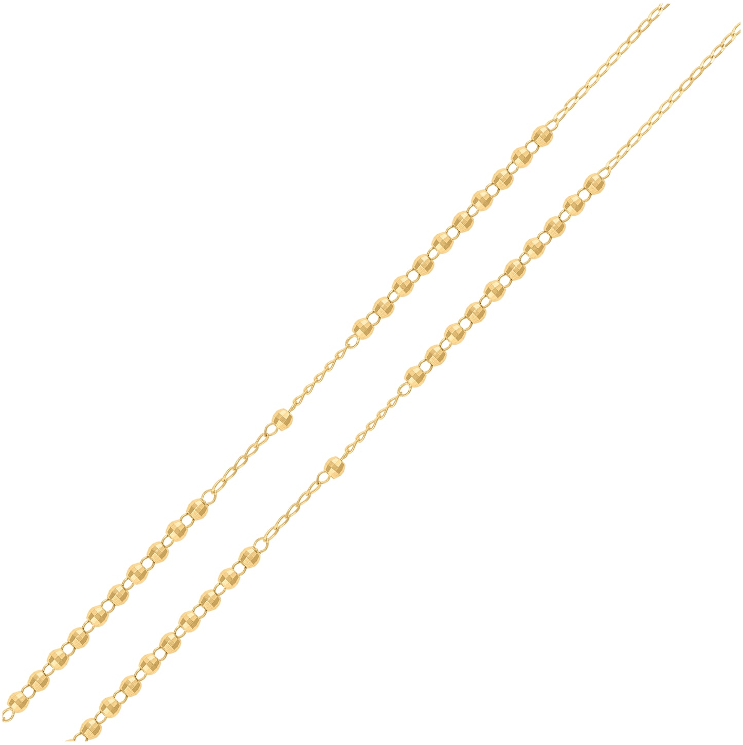 Sterling Silver Or Yellow Tone Or Rhodium Plated Unisex Diamond-Cut Rosary Necklace