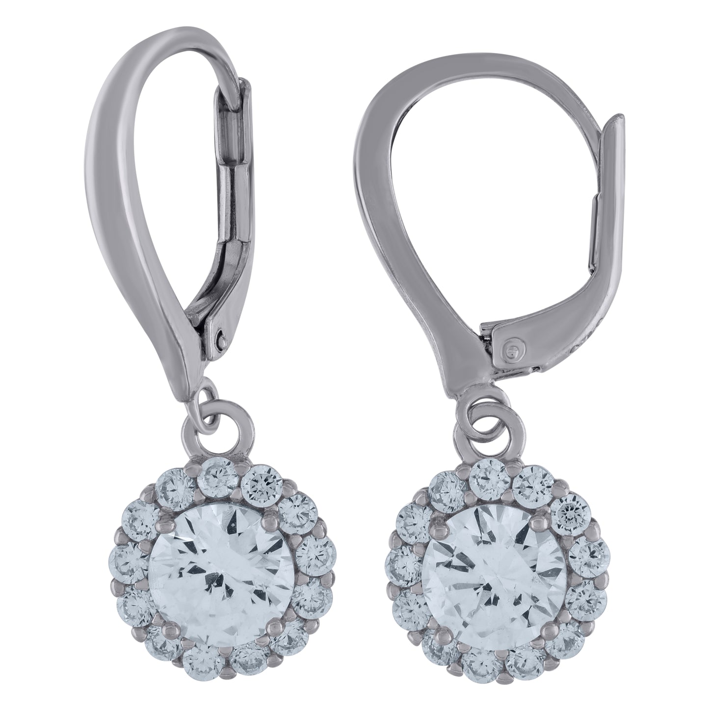Sterling Silver Womens Cubic-Zirconia Round Fashion Dangle Earrings