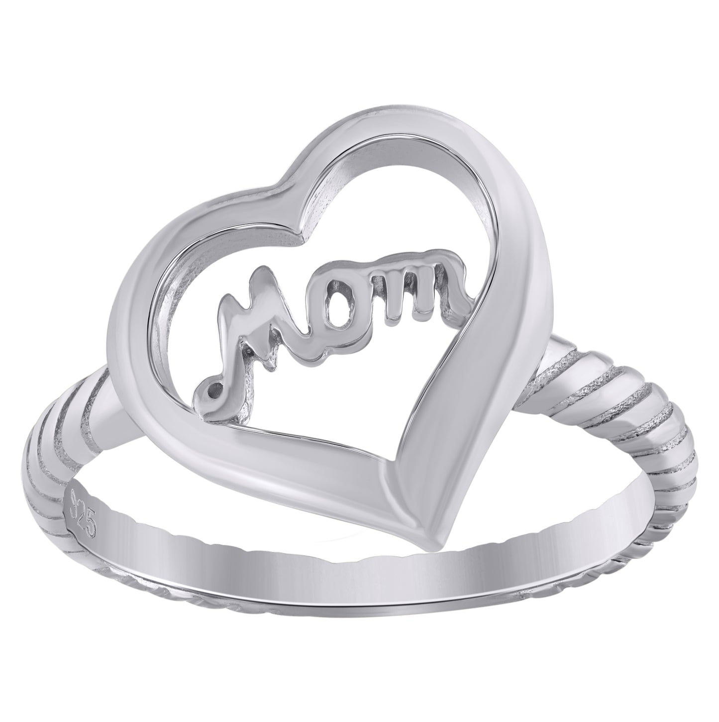 Sterling Silver Womens Heart Twisted Mom Bridal Anniversary Wedding Engagement Band Ring