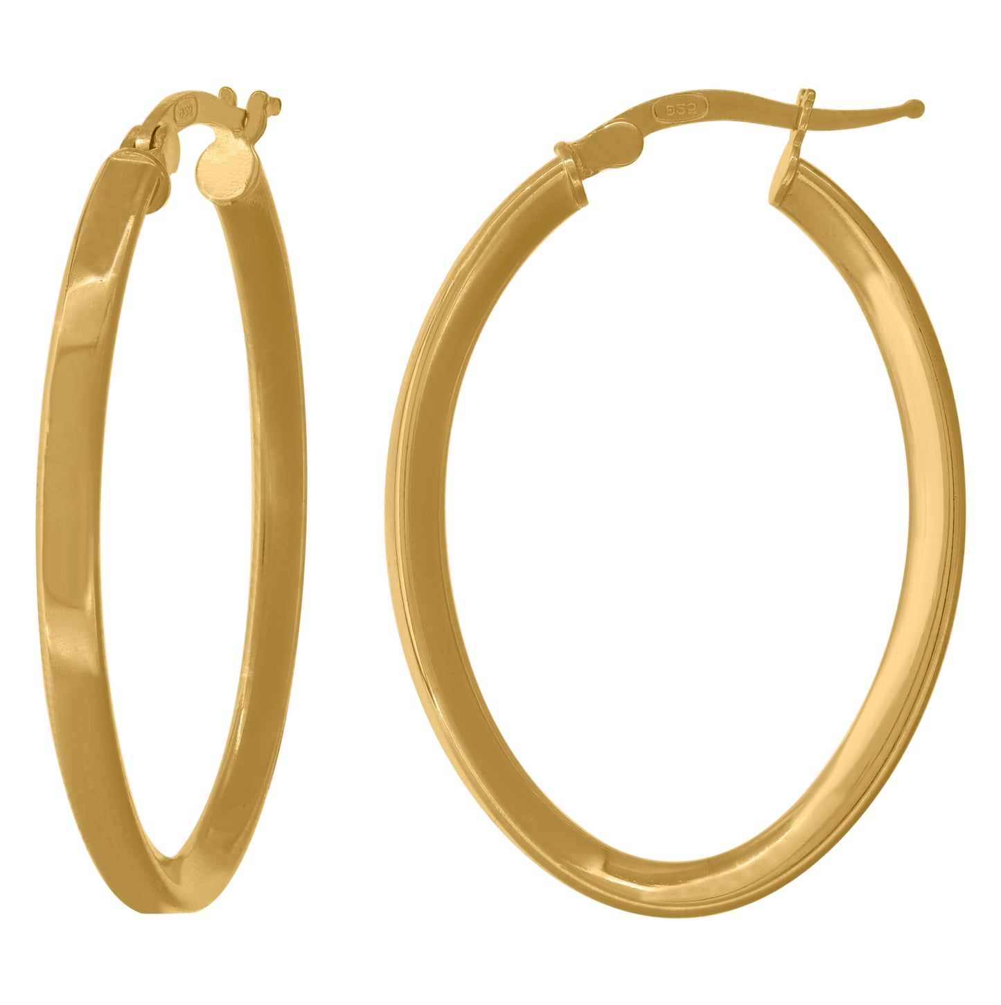 Sterling Silver Yellow-Tone Womens Plain Tube Fashion Hoop Earrings