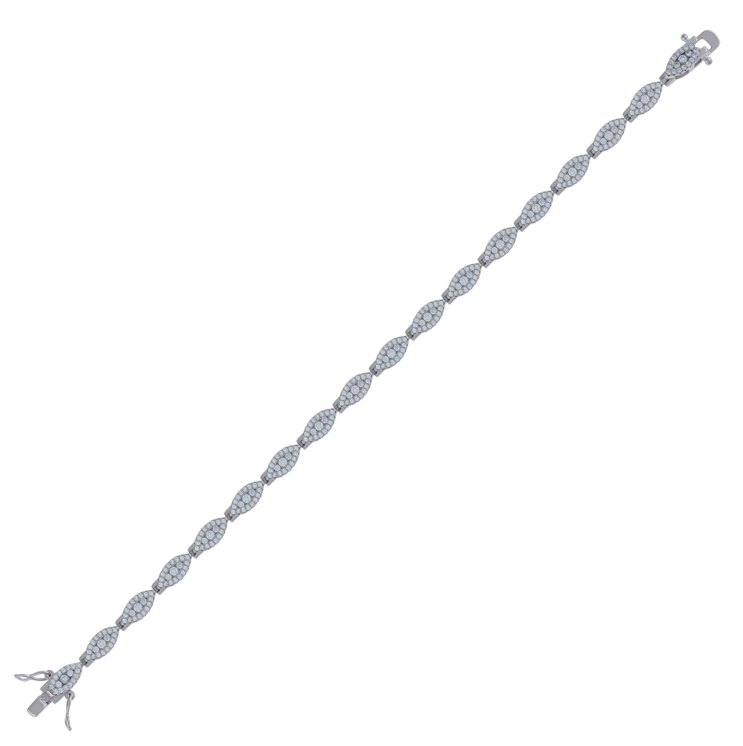Sterling Silver Womens Cubic-Zirconia Fashion Link Bracelet