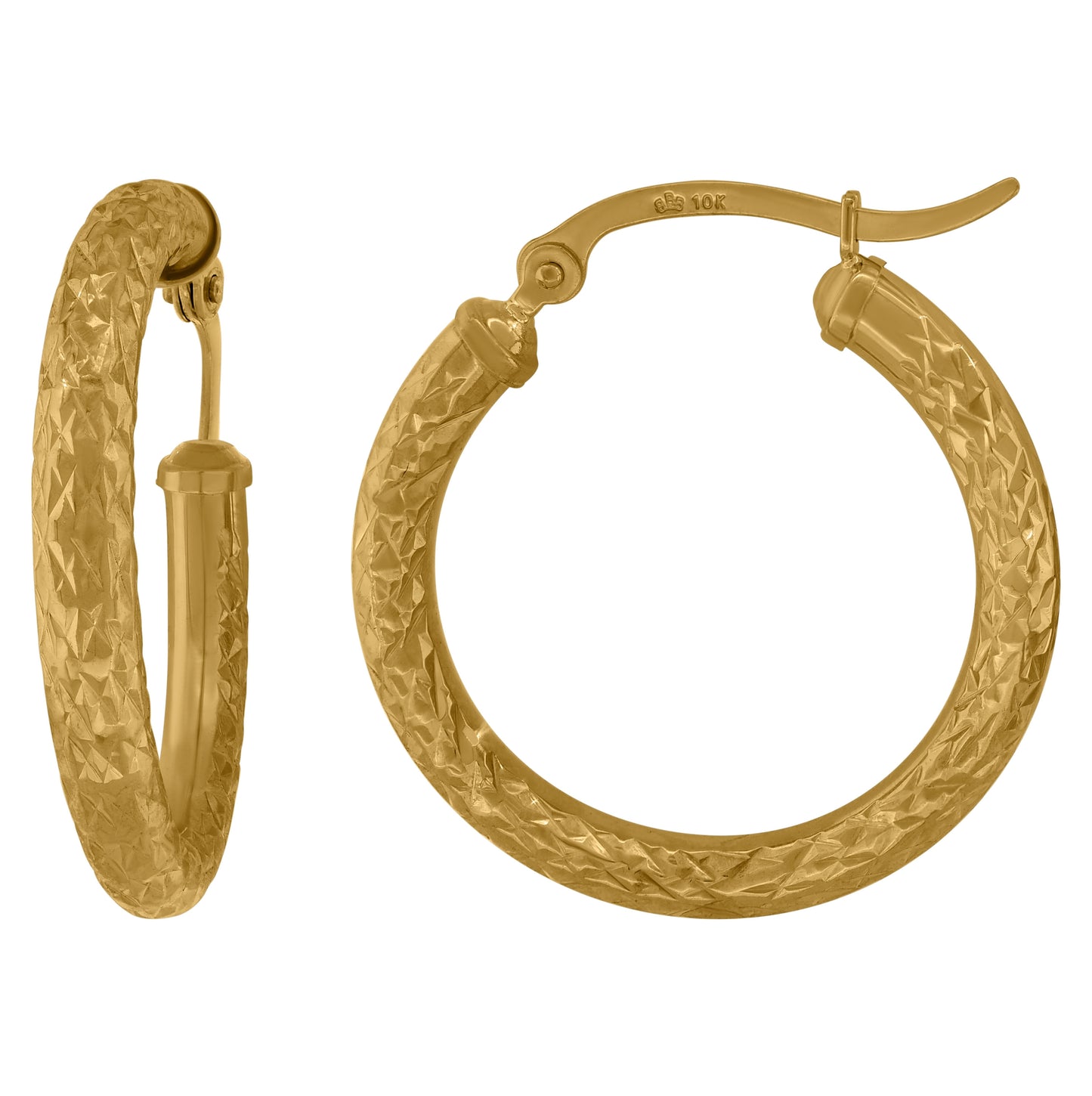 10K Yellow Gold Womens Hollow Round Tube Hoop Earrings