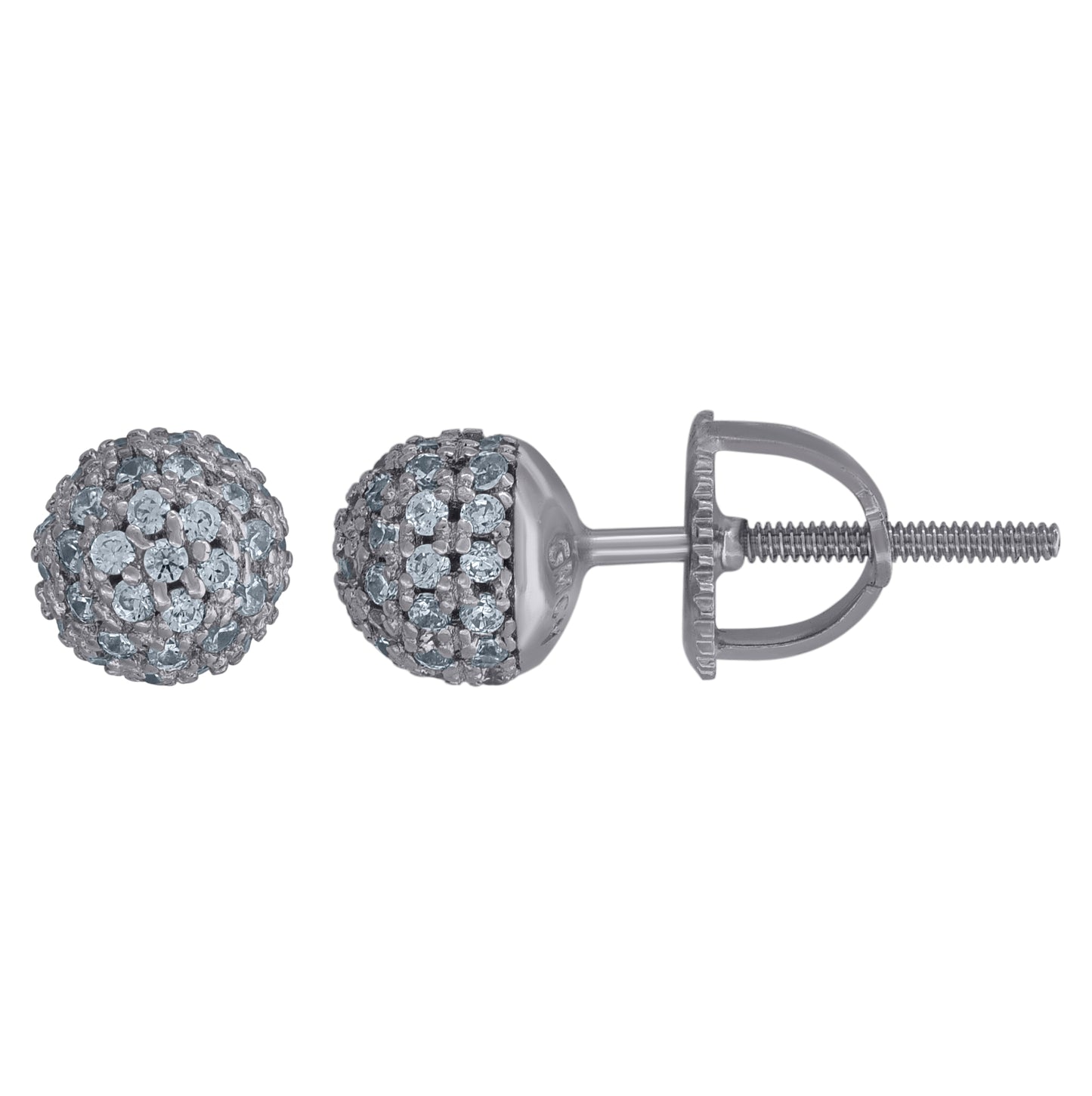 Sterling Silver Unisex Cubic-Zirconia Cluster Ball Fashion Stud Earrings