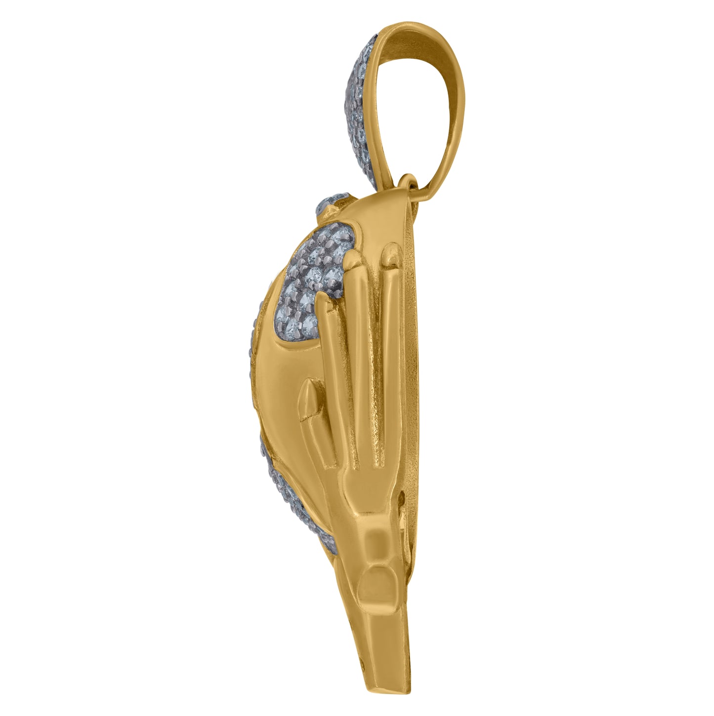 10K Two-Tone Gold Cubic Zirconia Globe In Hands Charm Pendant