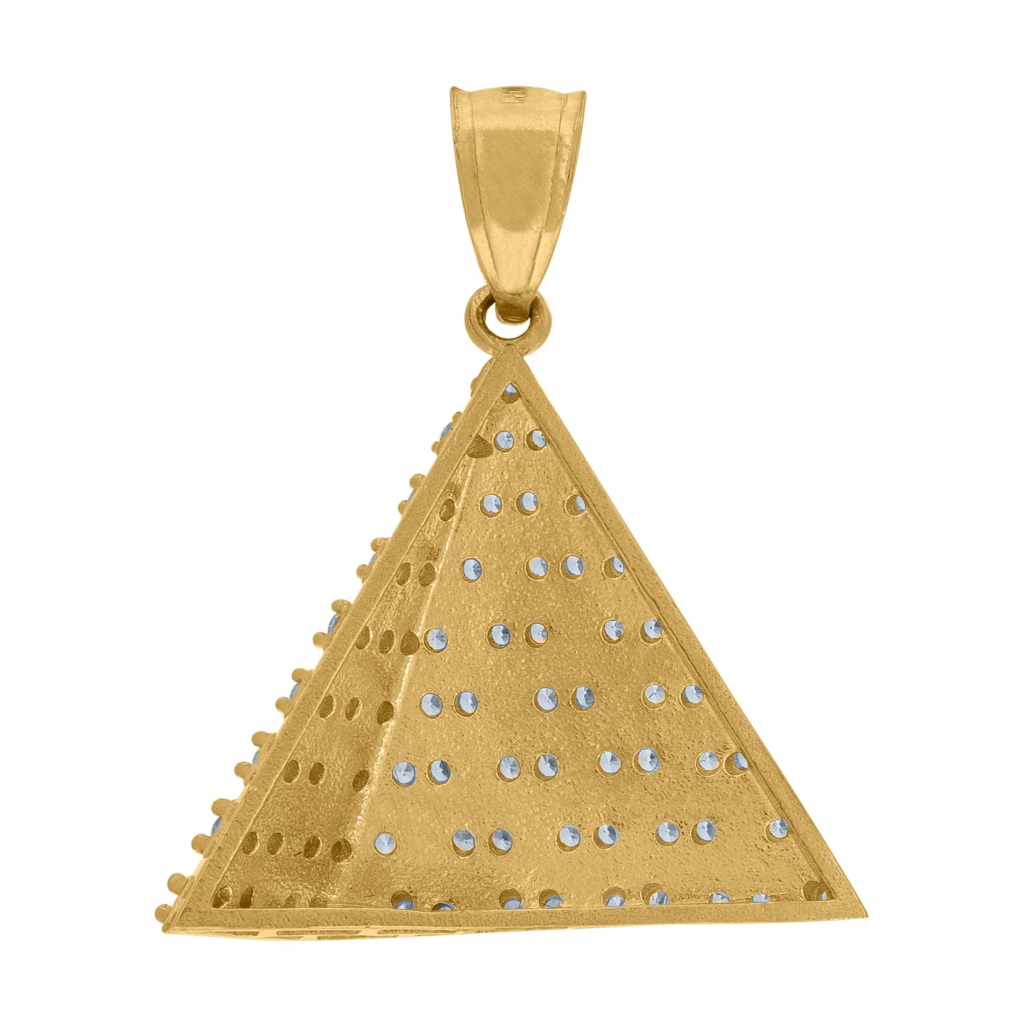 10K Yellow Gold Cubic Zirconia Egyptian Pyramid Good Luck Charm Pendant