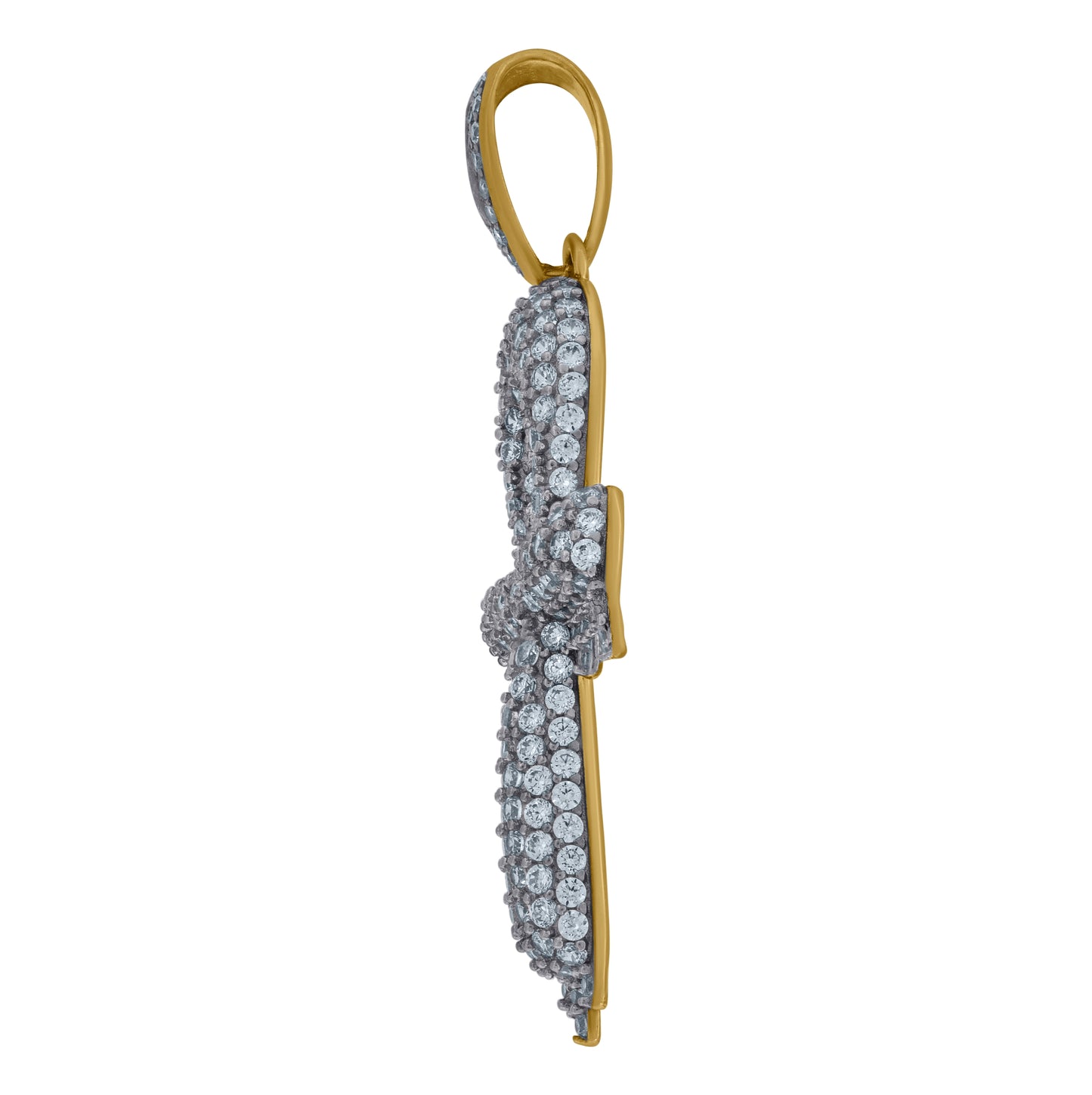 10K Two-Tone Gold Cubic Zirconia Dripping Ankh Religious Charm Pendant