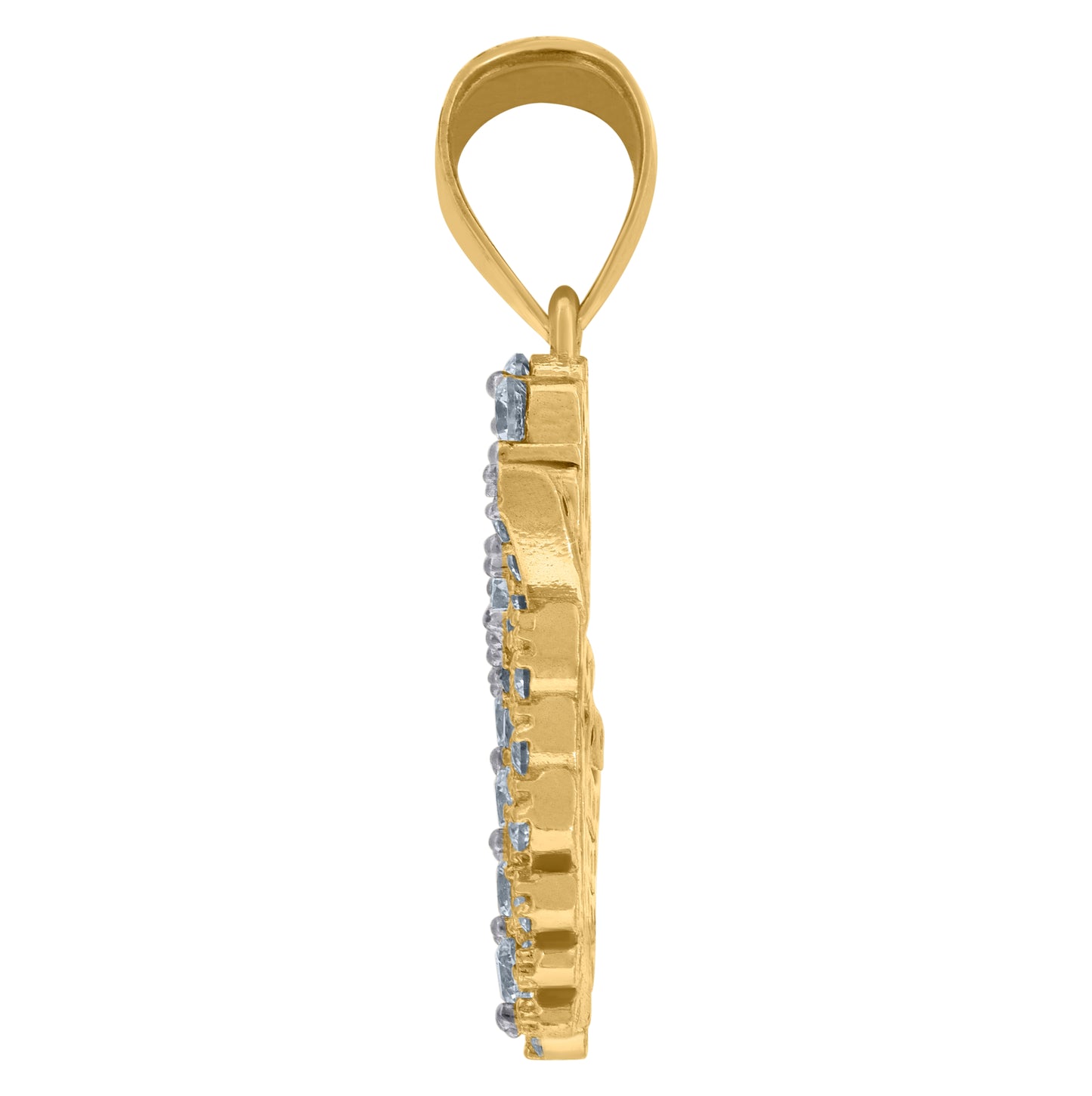 10K Two-Tone Gold Cubic Zirconia Angel Wings Ankh Religious Charm Pendant