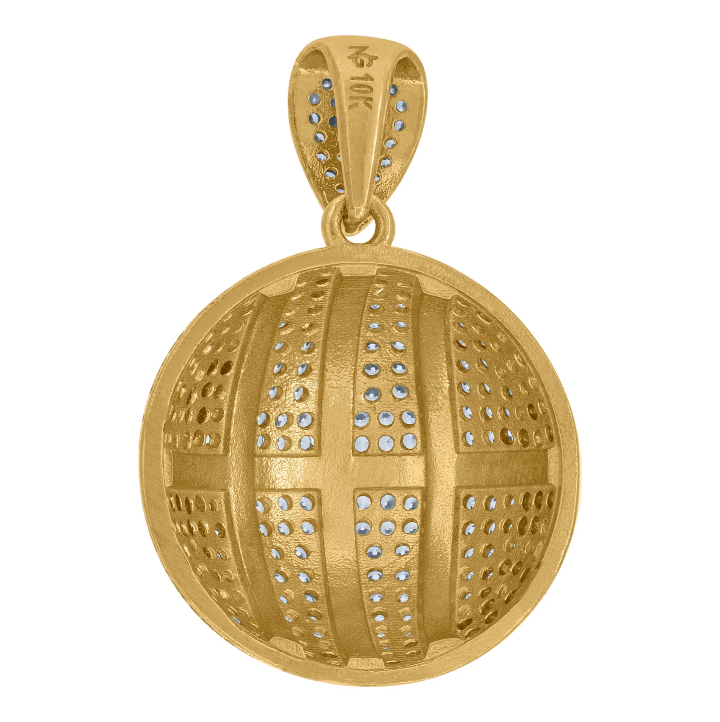 10K Two-Tone Gold Cubic Zirconia Basket Ball Sports Charm Pendant