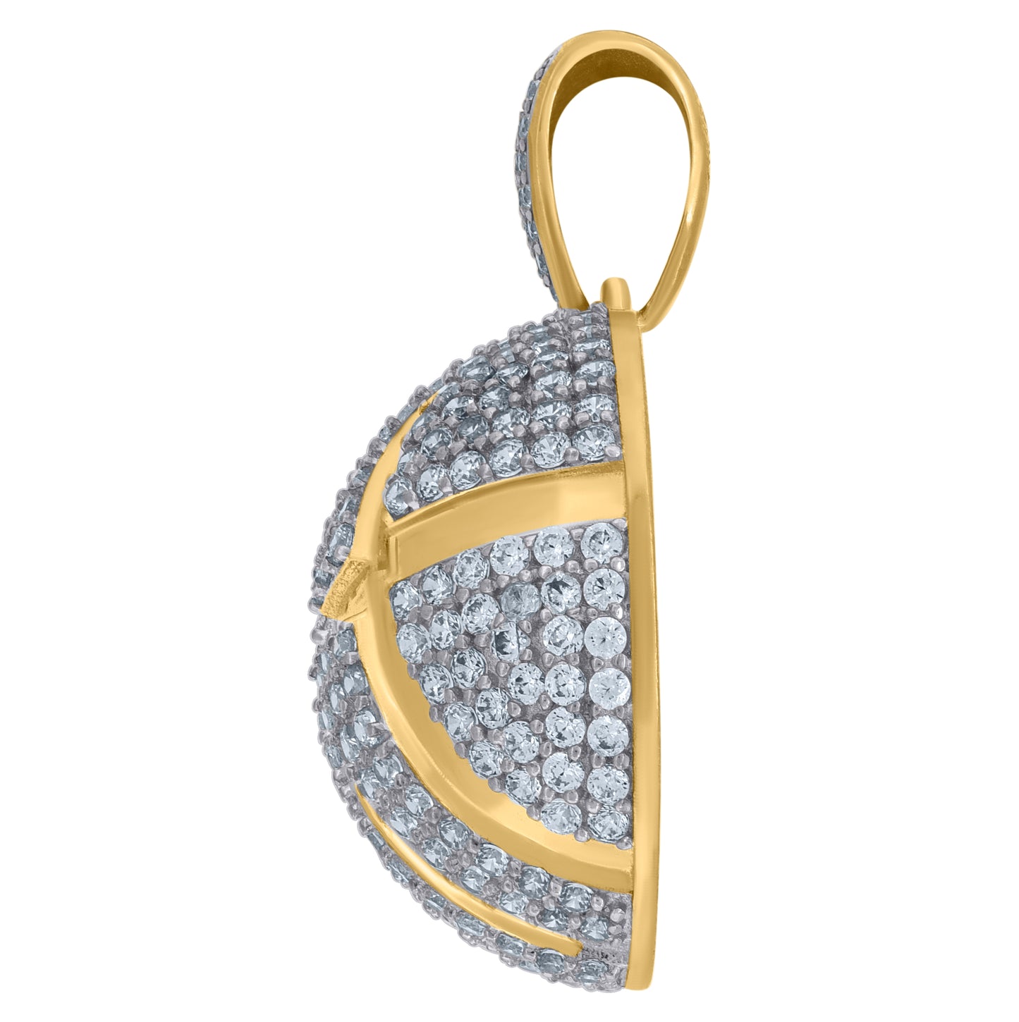 10K Two-Tone Gold Cubic Zirconia Basket Ball Sports Charm Pendant