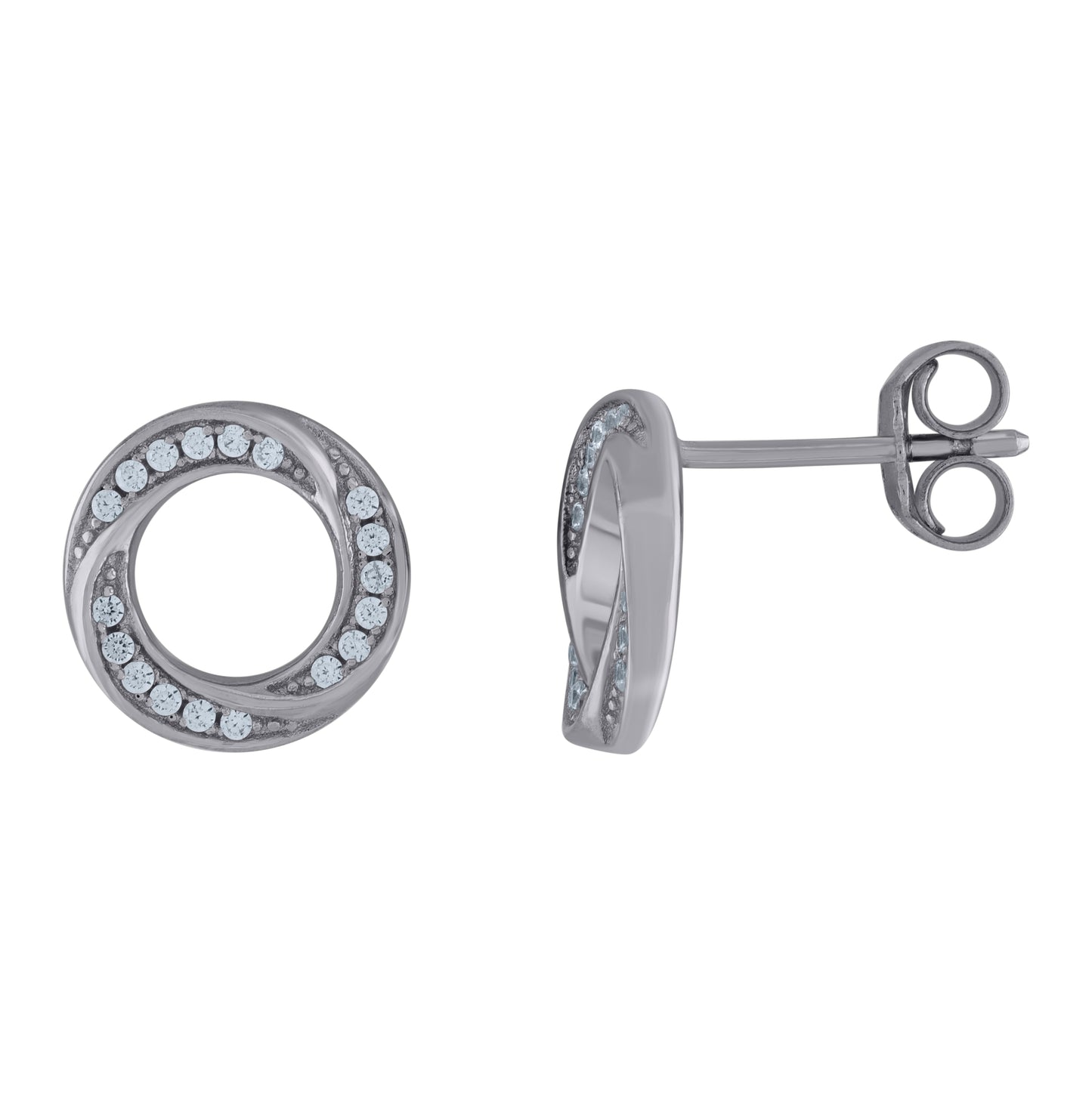 Sterling Silver Womens Cubic-Zirconia Twisted Fashion Stud Earrings