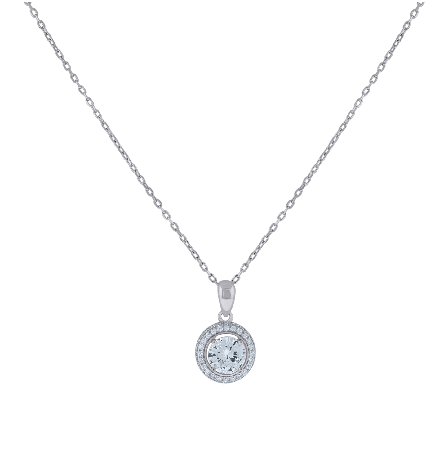 Sterling Silver Womens Cubic-Zirconia Fashion Necklace