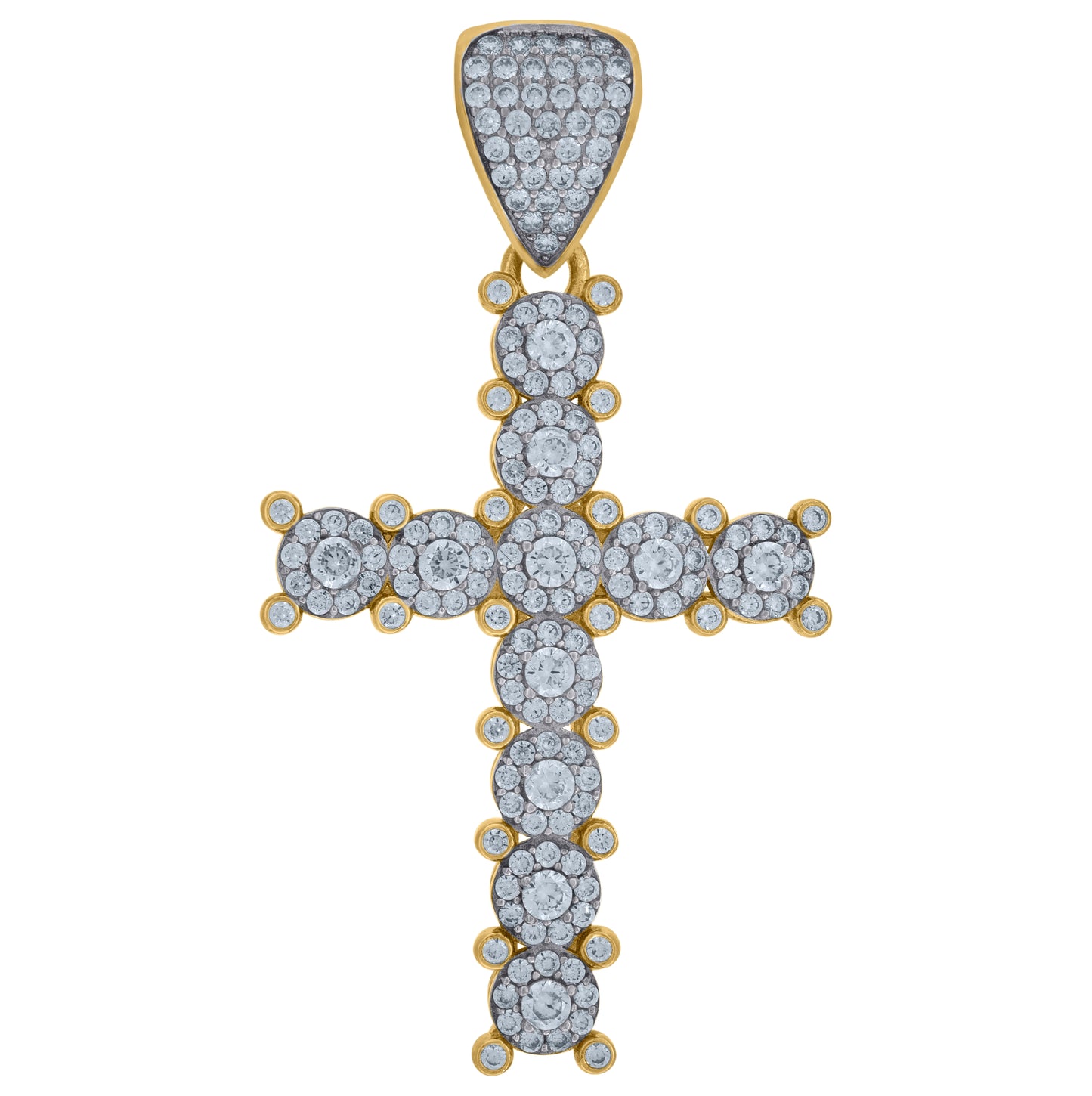 10K Two-Tone Gold Cubic Zirconia Cross Religious Charm Pendant