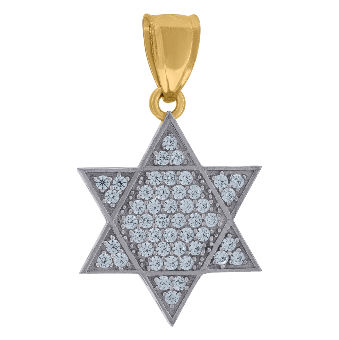 10K Two-Tone Gold Cubic Zirconia Star Of David Religious Charm Pendant