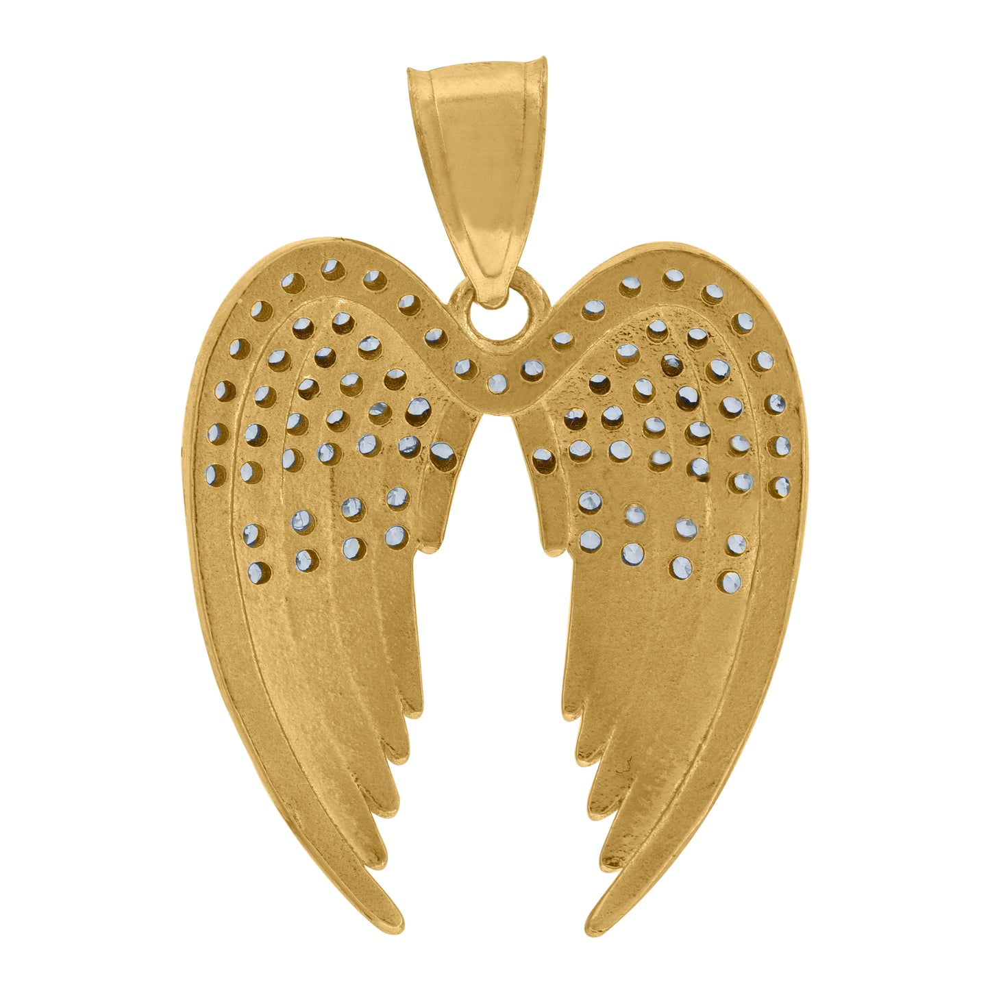 10K Two-Tone Gold Cubic Zirconia Angel Wings Religious Charm Pendant