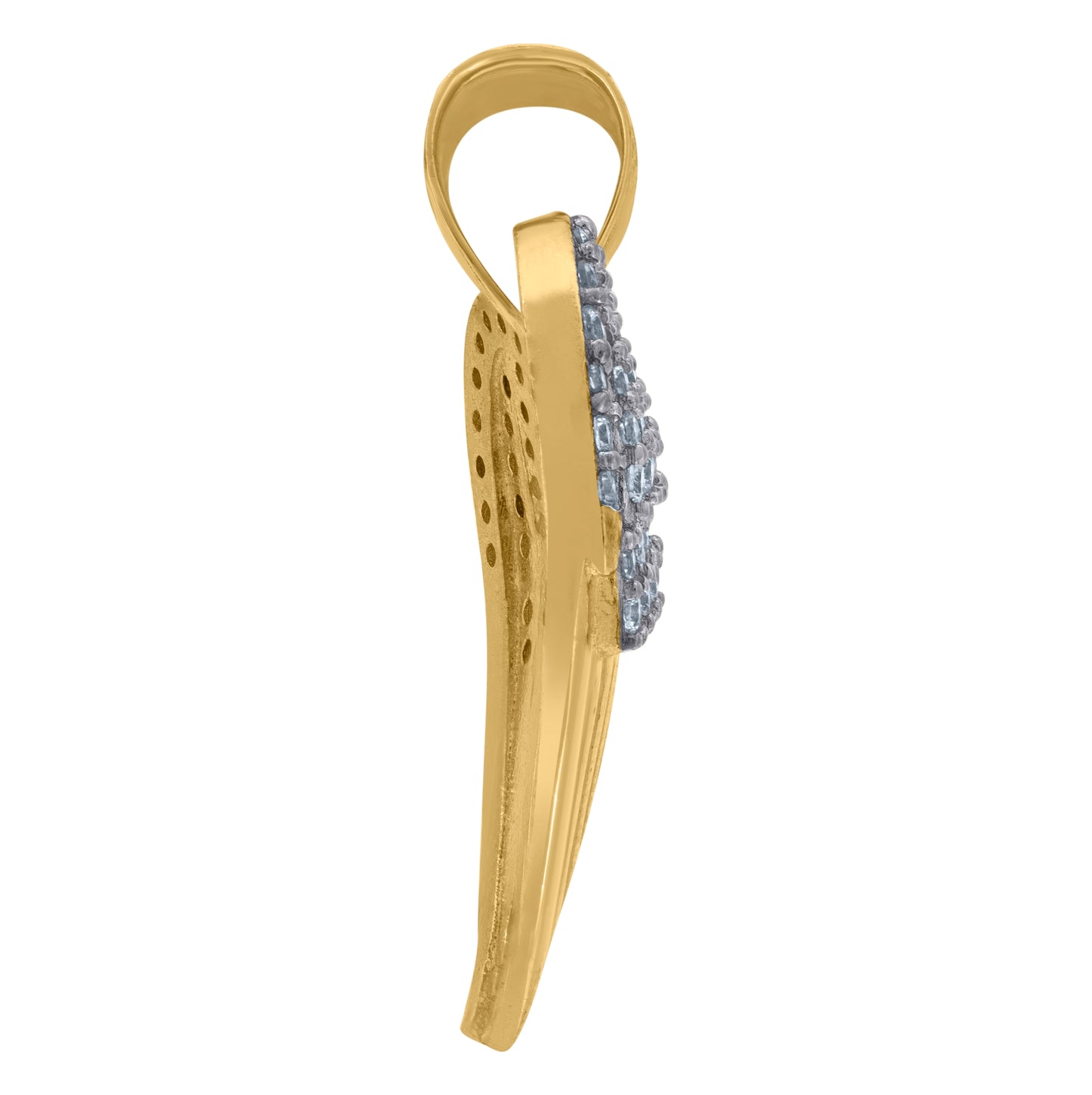 10K Two-Tone Gold Cubic Zirconia Angel Wings Religious Charm Pendant