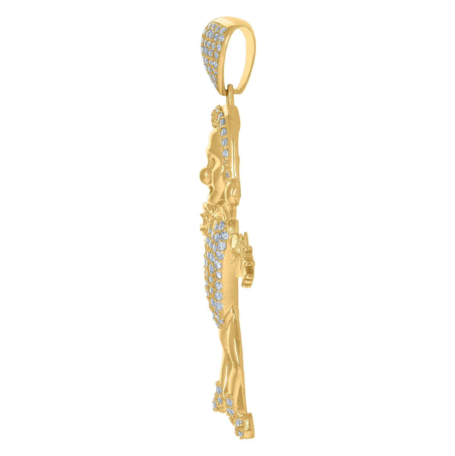 10K Yellow Gold Mens Cubic-Zirconia Joker Fashion Charm Pendant