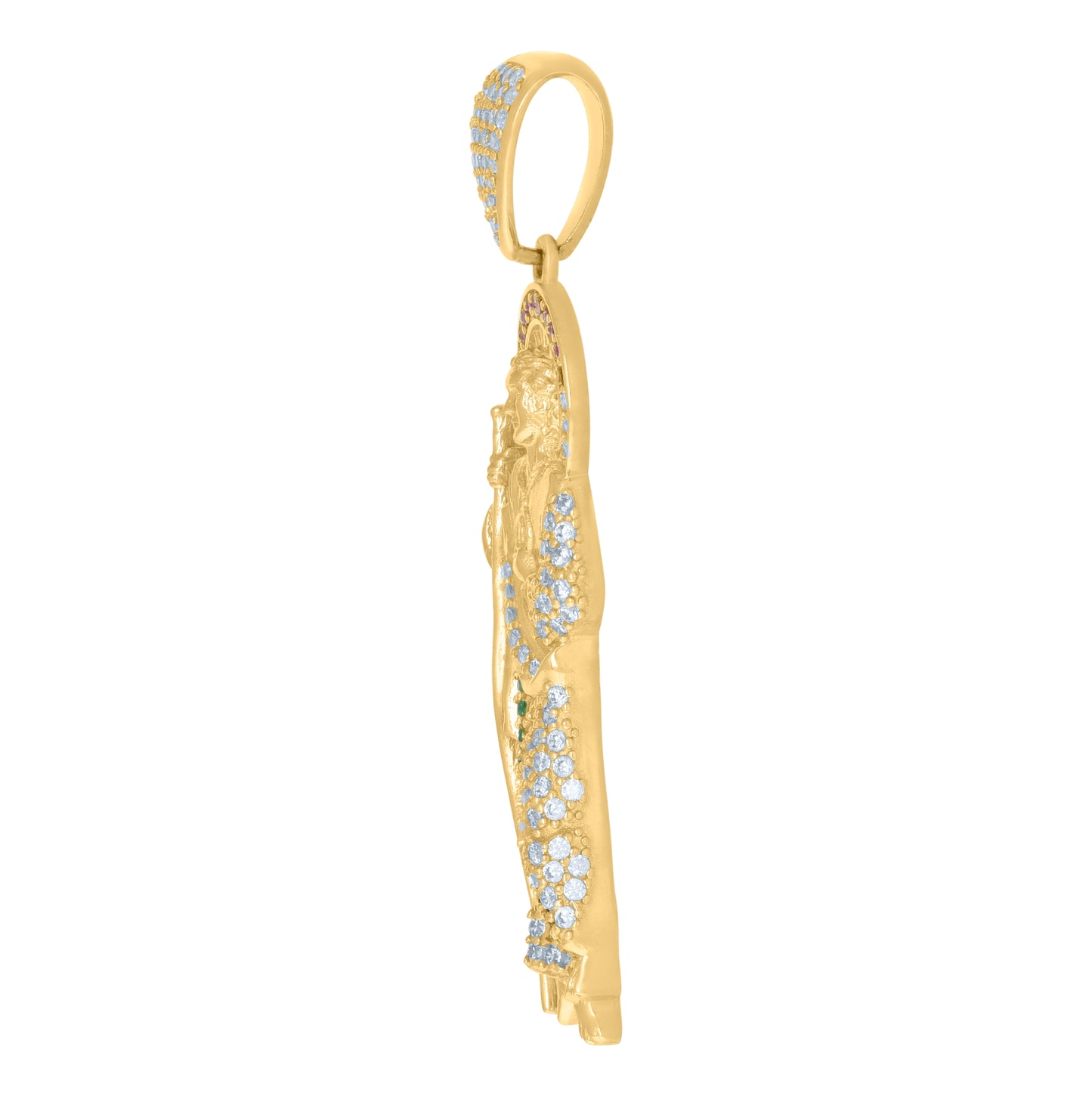 10K Yellow Gold Mens Multi-Color Cubic-Zirconia St. Jude Religious Charm Pendant