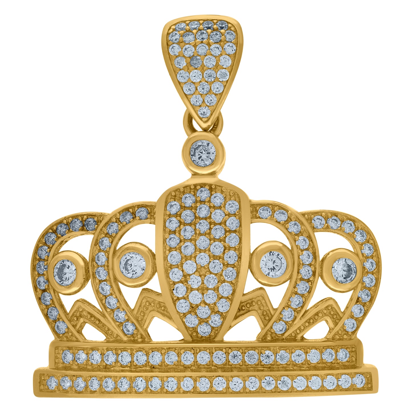 10K Two-Tone Gold Men Cubic-Zirconia Fashion Crown Pendant