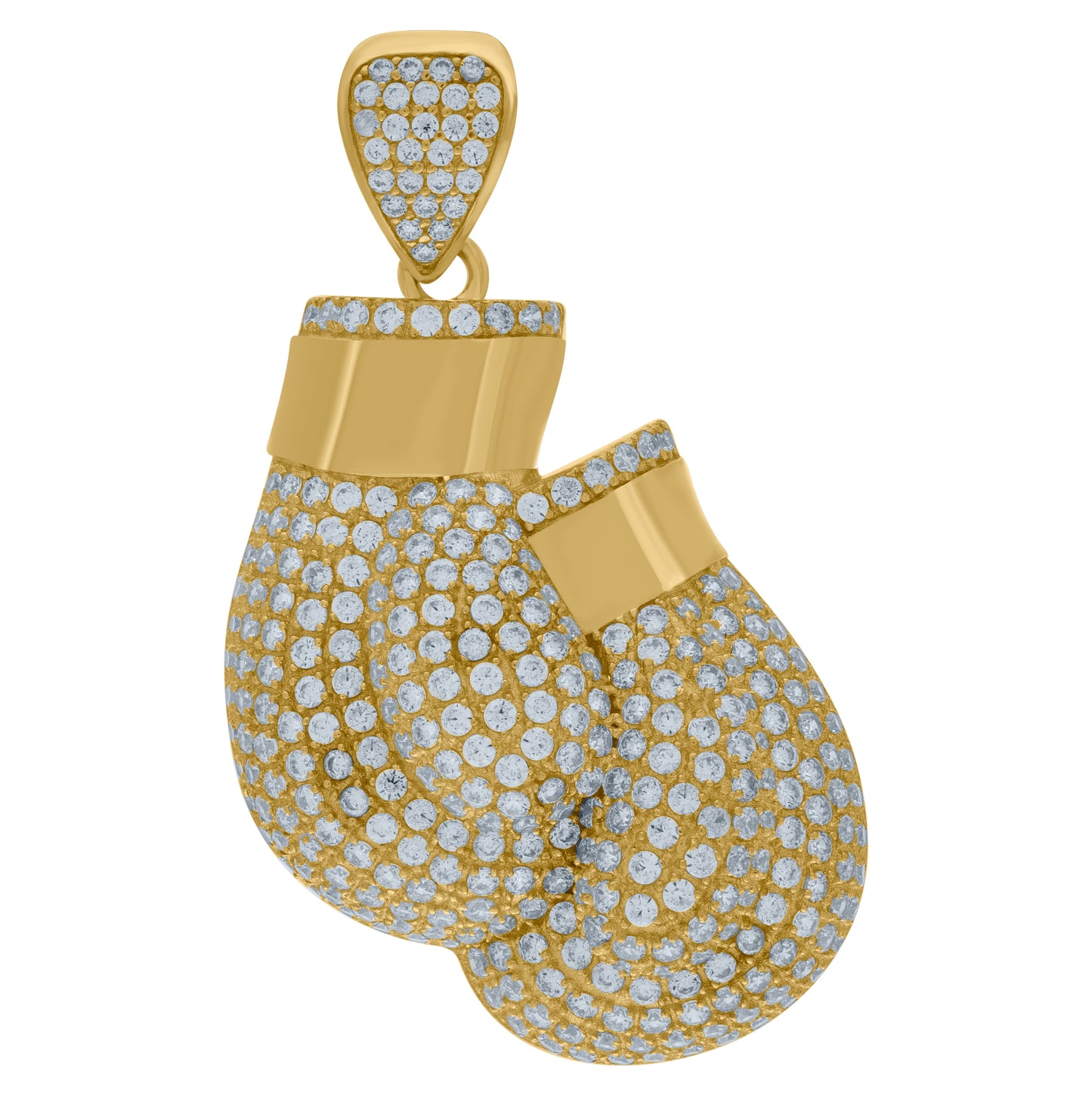 10K Yellow Gold Men Cubic-Zirconia Sports Base Ball Pendant