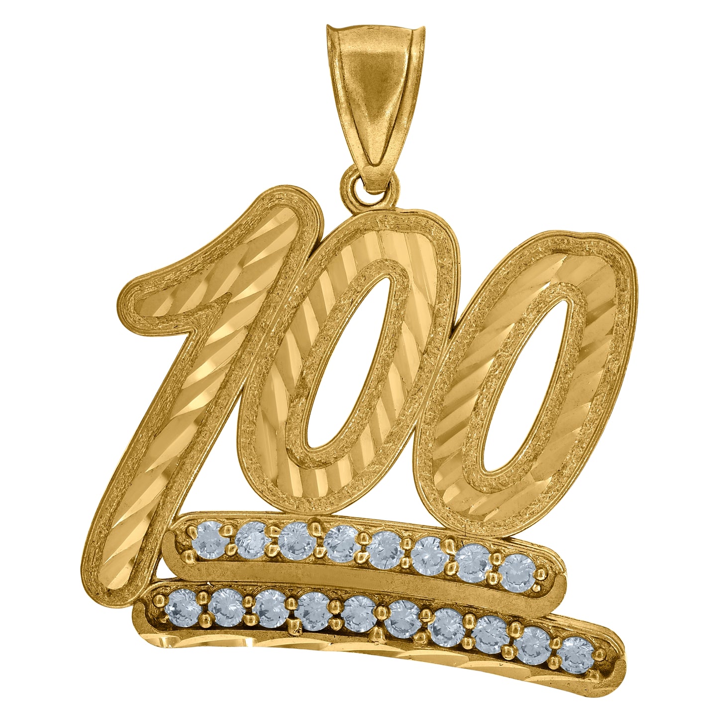 10K Yellow Gold Mens Cubic-Zirconia Fashion Number 100 Charm Pendant