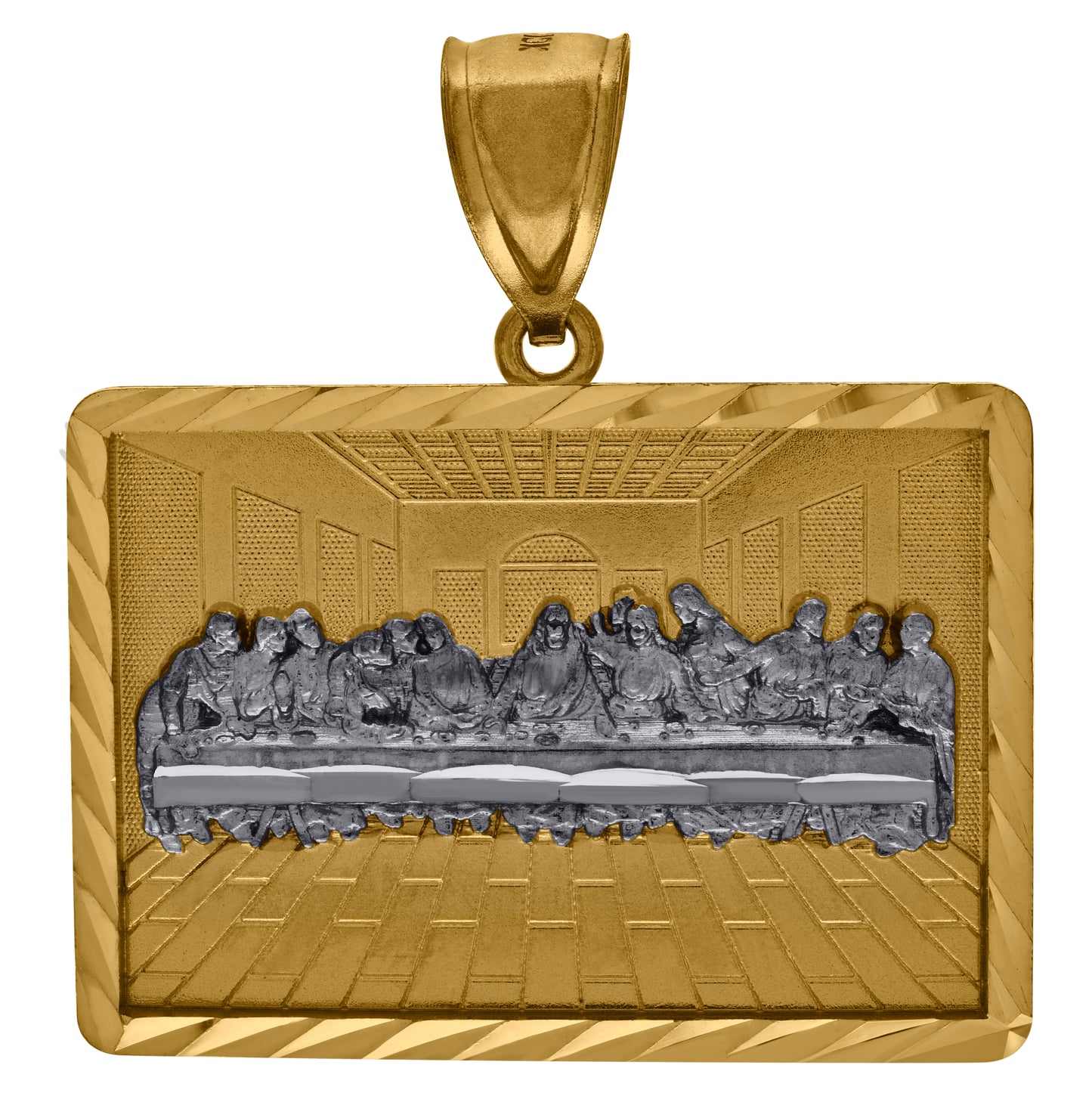 10K Two-Tone Gold Diamond-Cut Last Supper Religious Charm Pendant