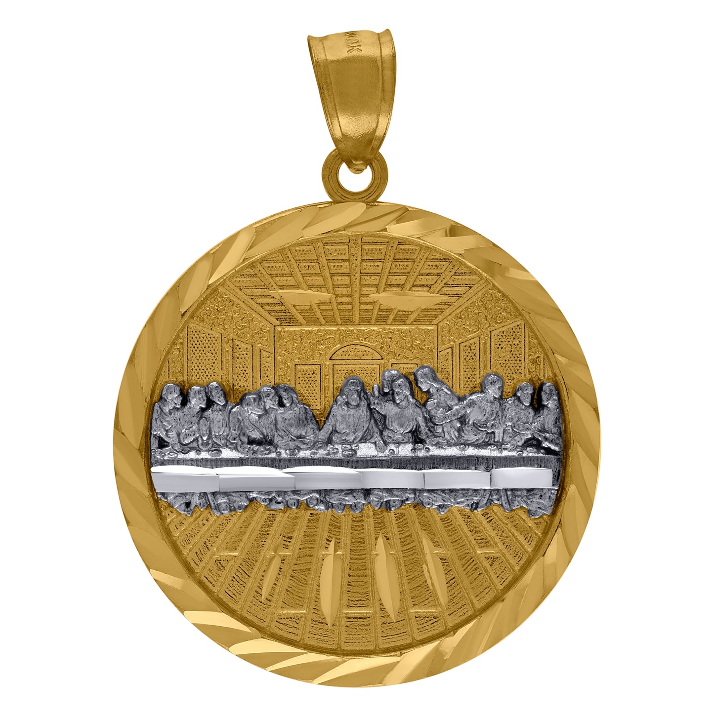 10K Two-Tone Gold Diamond-Cut Last Supper Religious Charm Pendant