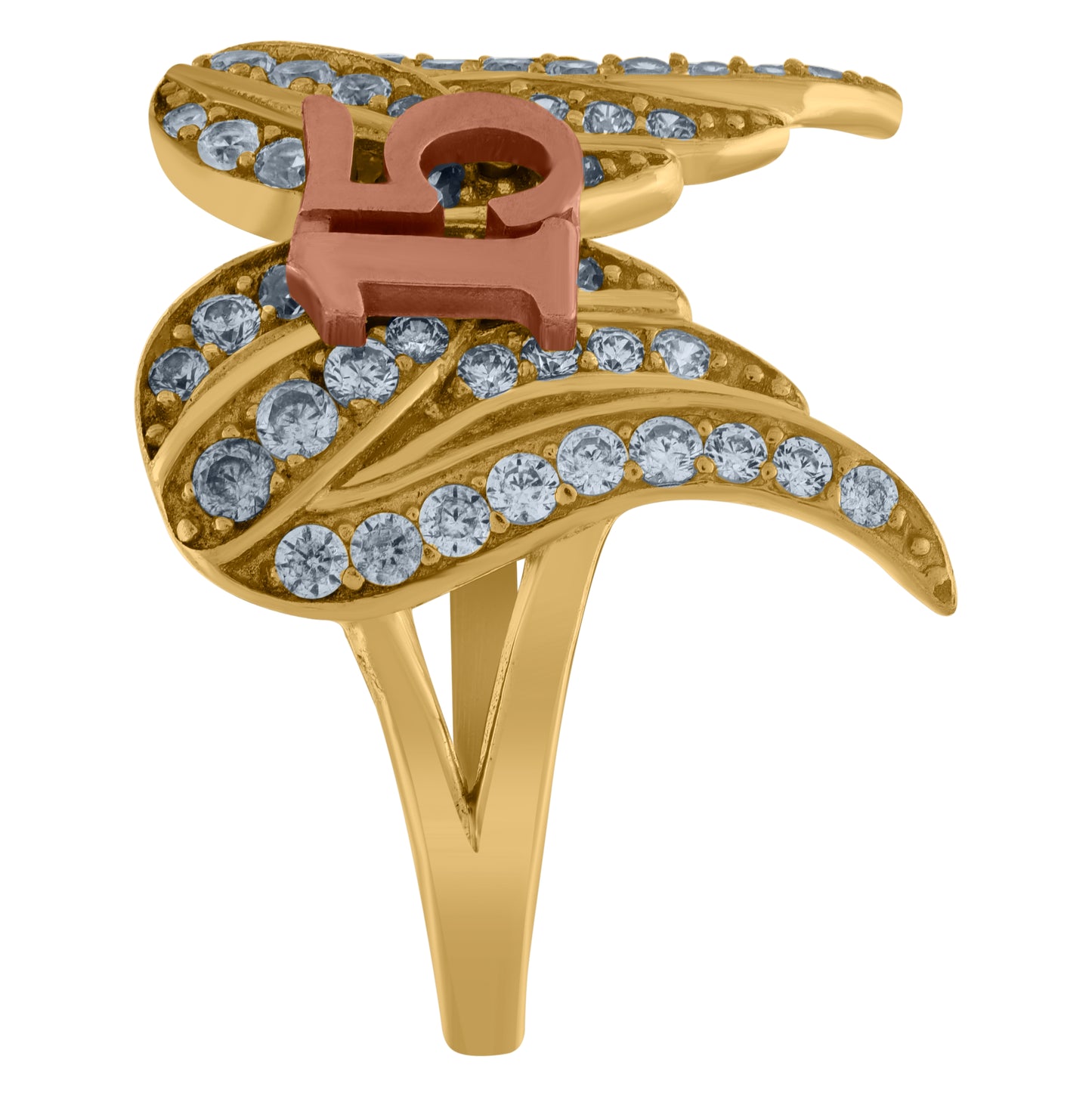 10K Two-tone Gold Womens Cubic-Zirconia Angel Wings 15 Anos Quinceanera Ring