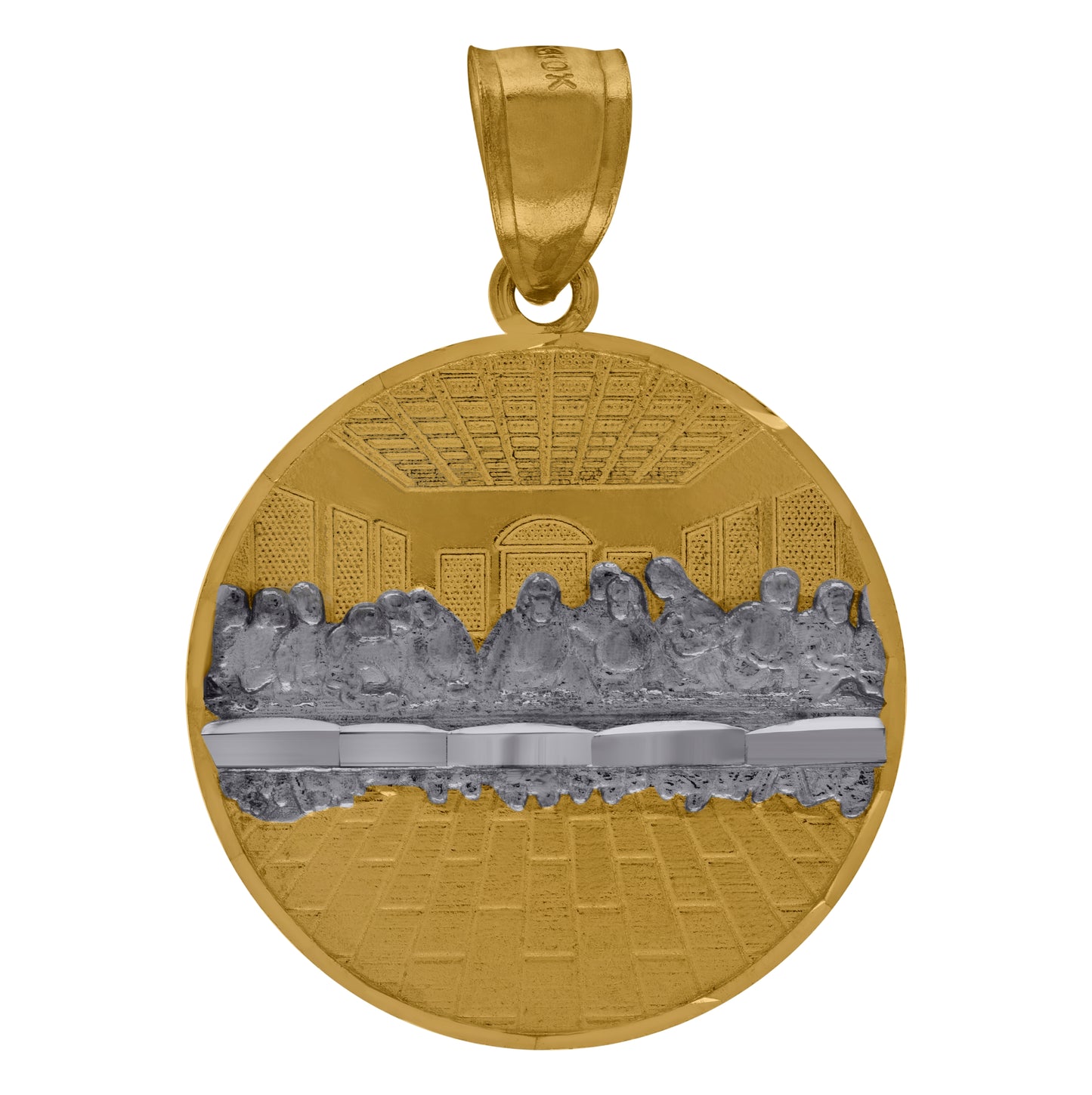 10K Two-Tone Gold Diamond-Cut Last Supper Religious Charm Pendant