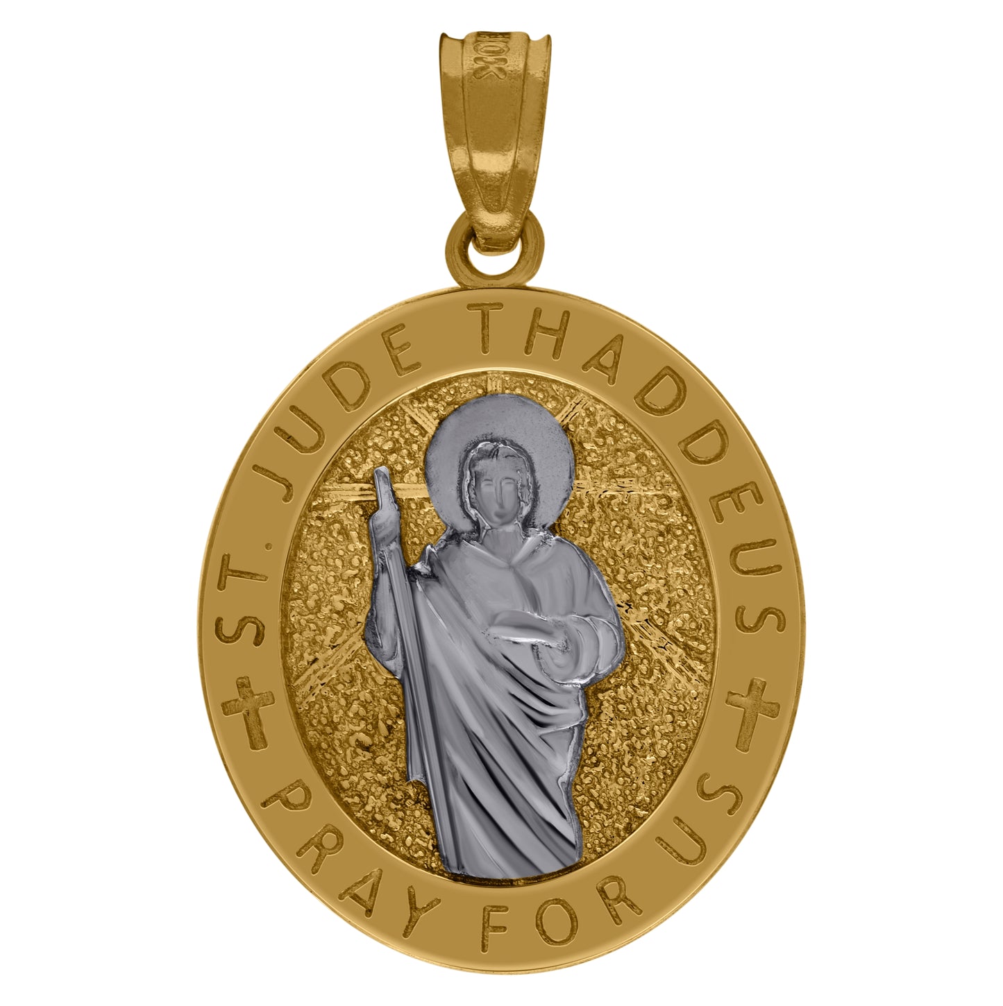 10K Two-Tone Gold Mens Religious St. Jude Pendant