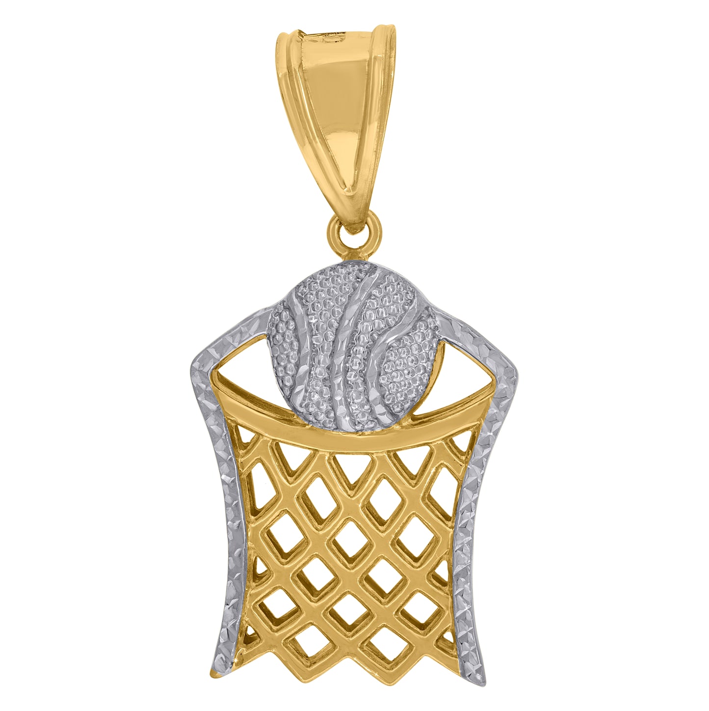 10K Two-Tone Gold Mens Sports Basketball Pendant