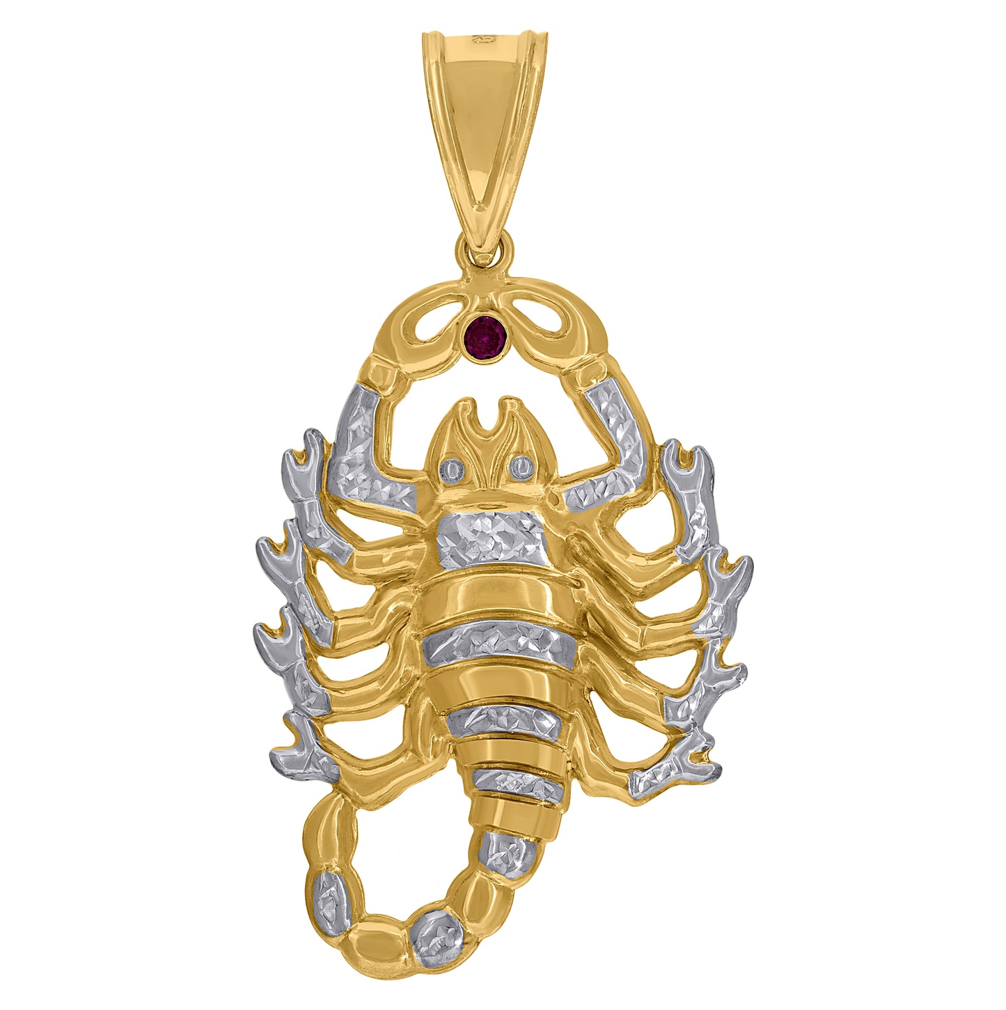10K Two-Tone Gold Men Cubic-Zirconia Zodiac Sign Scorpion Pendant
