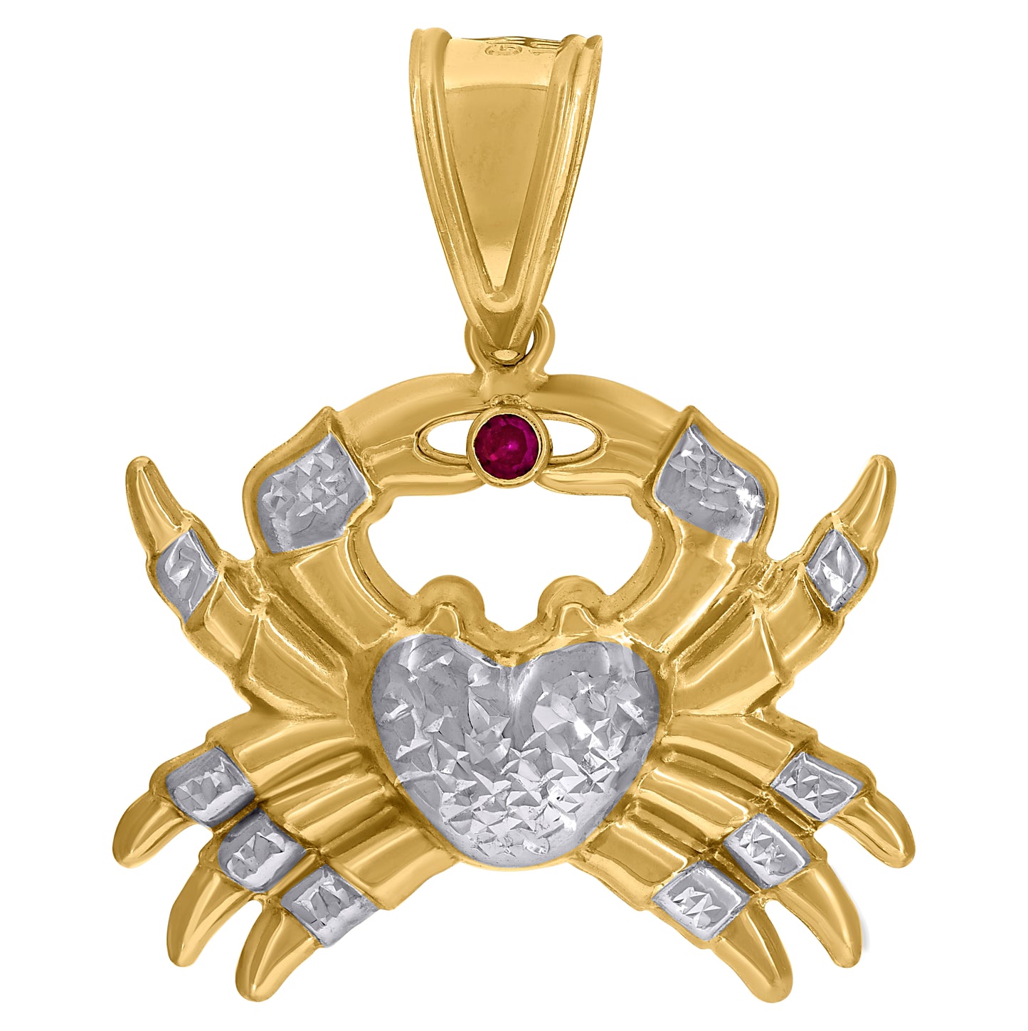 10K Two-Tone Gold Men Cubic-Zirconia Zodiac Sign Cancer Pendant