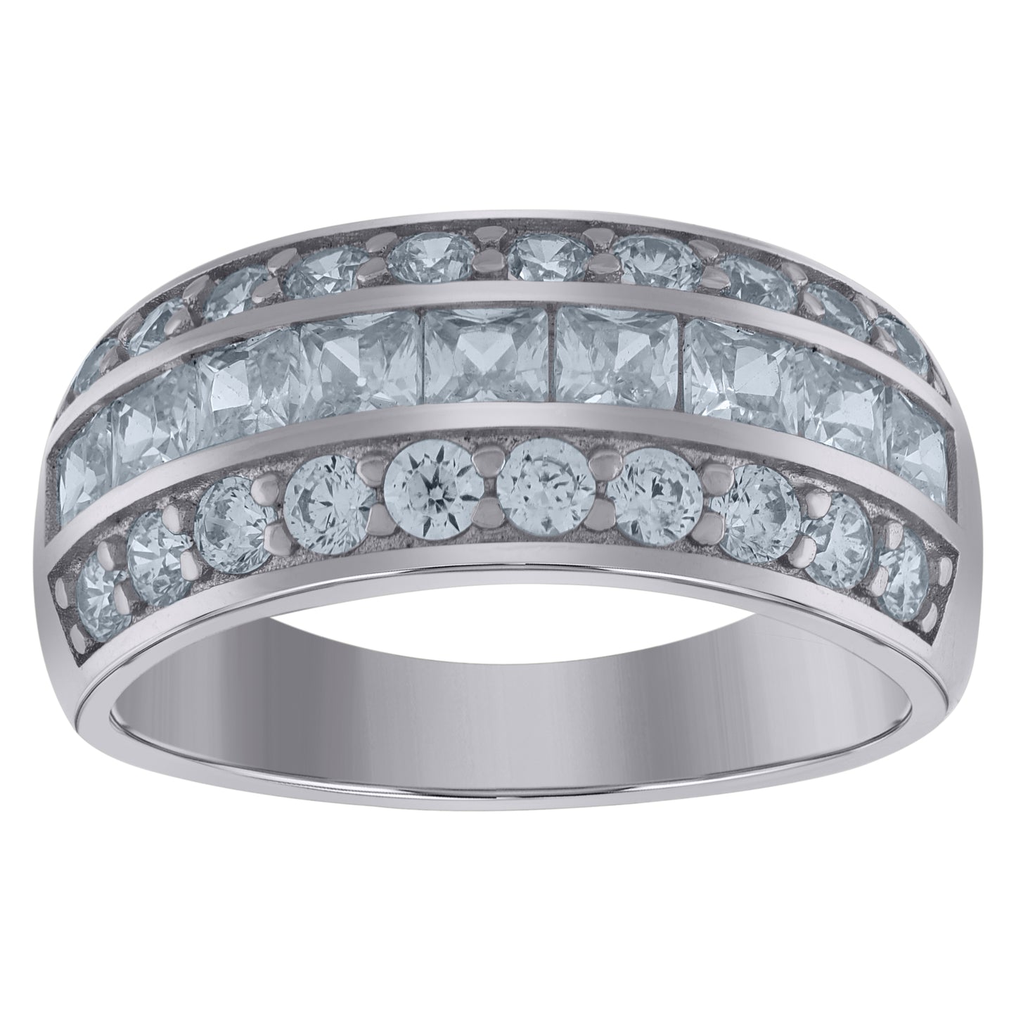 Sterling Silver Women's Princess-Cut Cubic-Zirconia Bridal Anniversary Engagement Wedding Band Ring