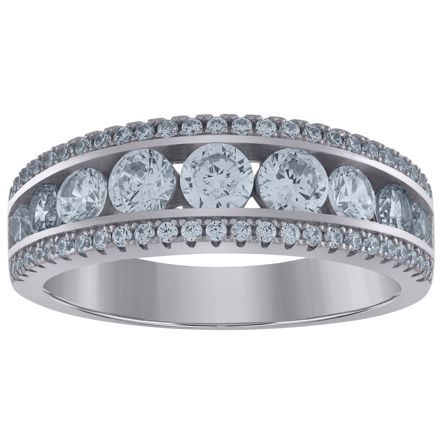 Sterling Silver Womens Cubic-Zirconia Bridal Anniversary Engagement Wedding Band Ring