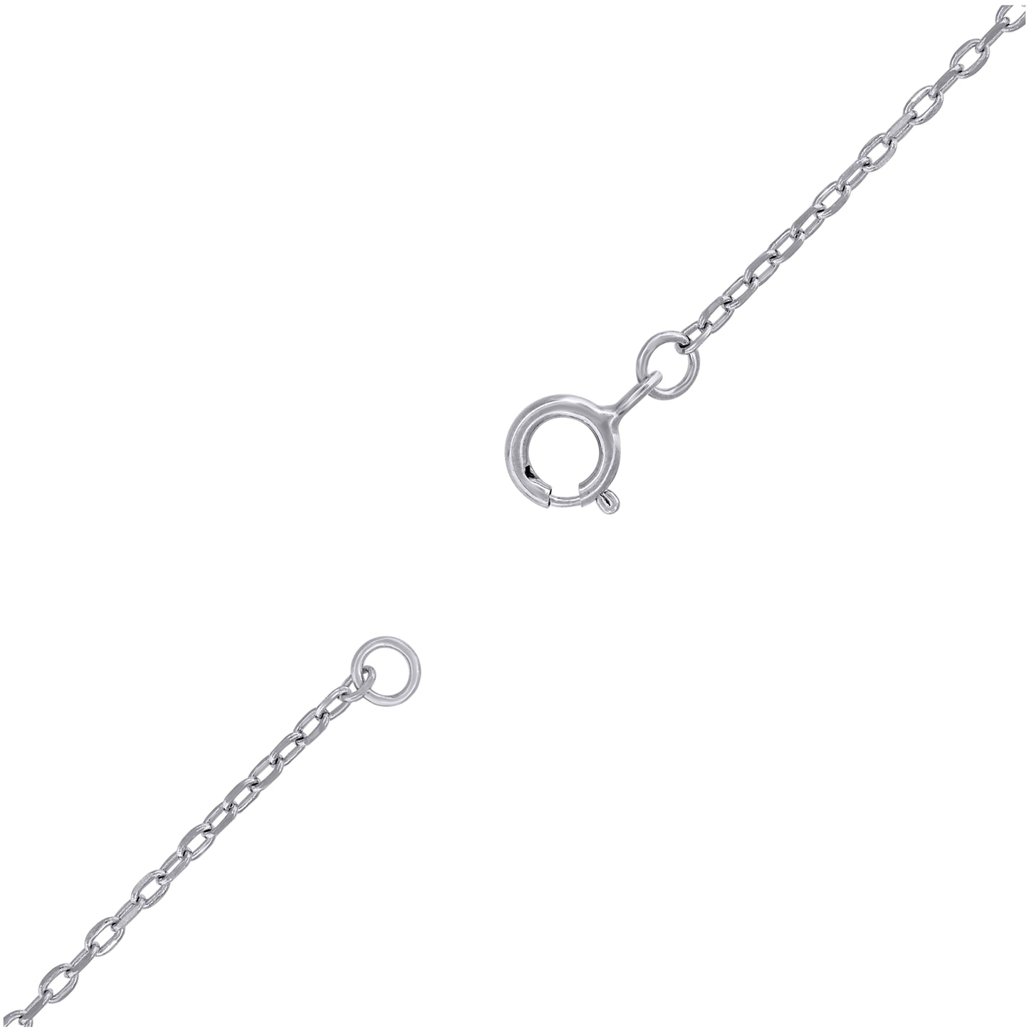 Sterling Silver Unisex Cubic-Zirconia Zodiac Sign Rolo Link Necklace 18 Inches