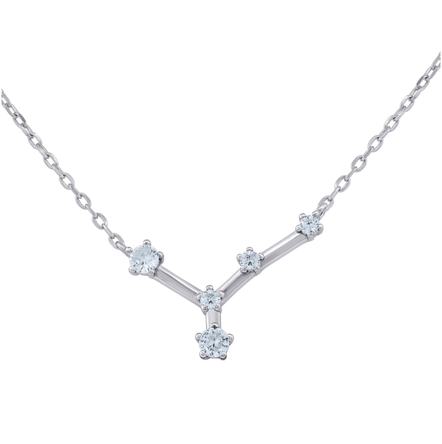 Sterling Silver Unisex Cubic-Zirconia Zodiac Sign Rolo Link Necklace 18 Inches