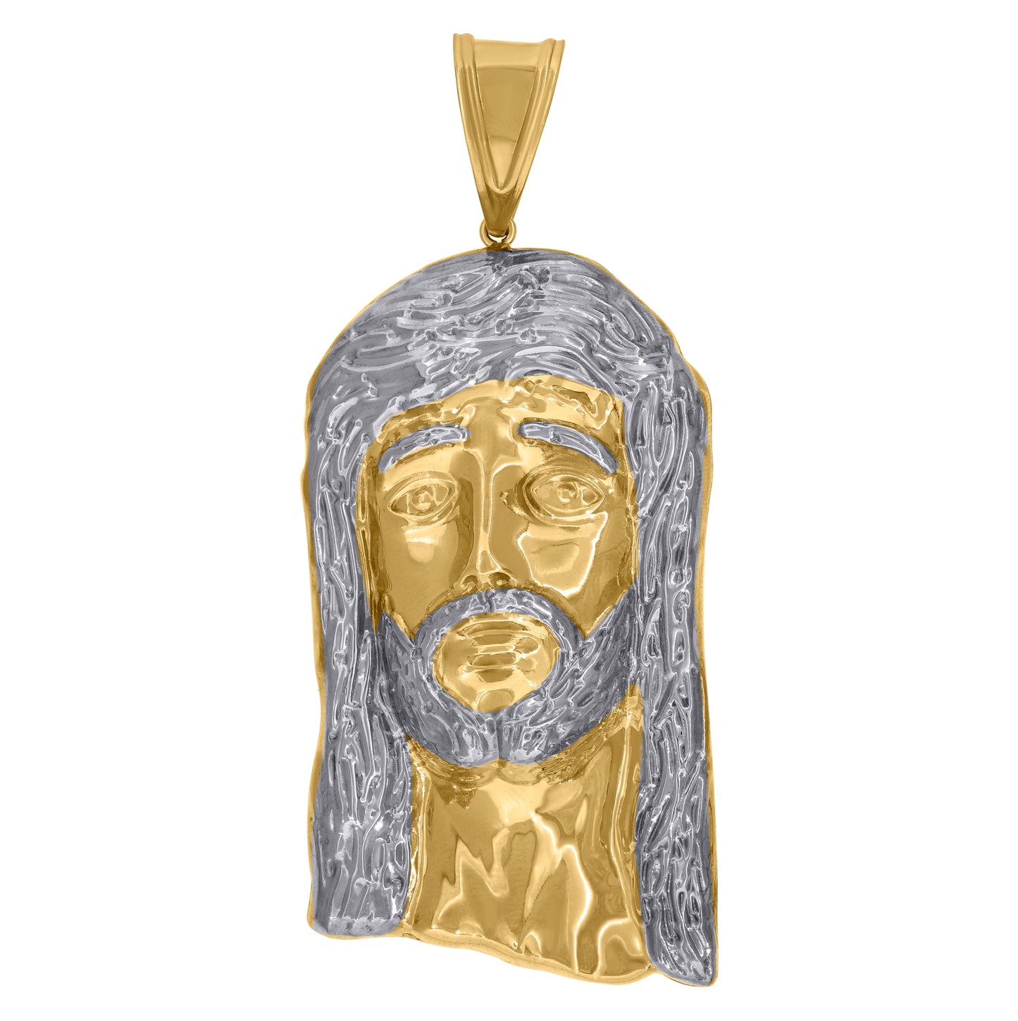10K Two-Tone Gold Mens Religious Jesus Charm Pendant