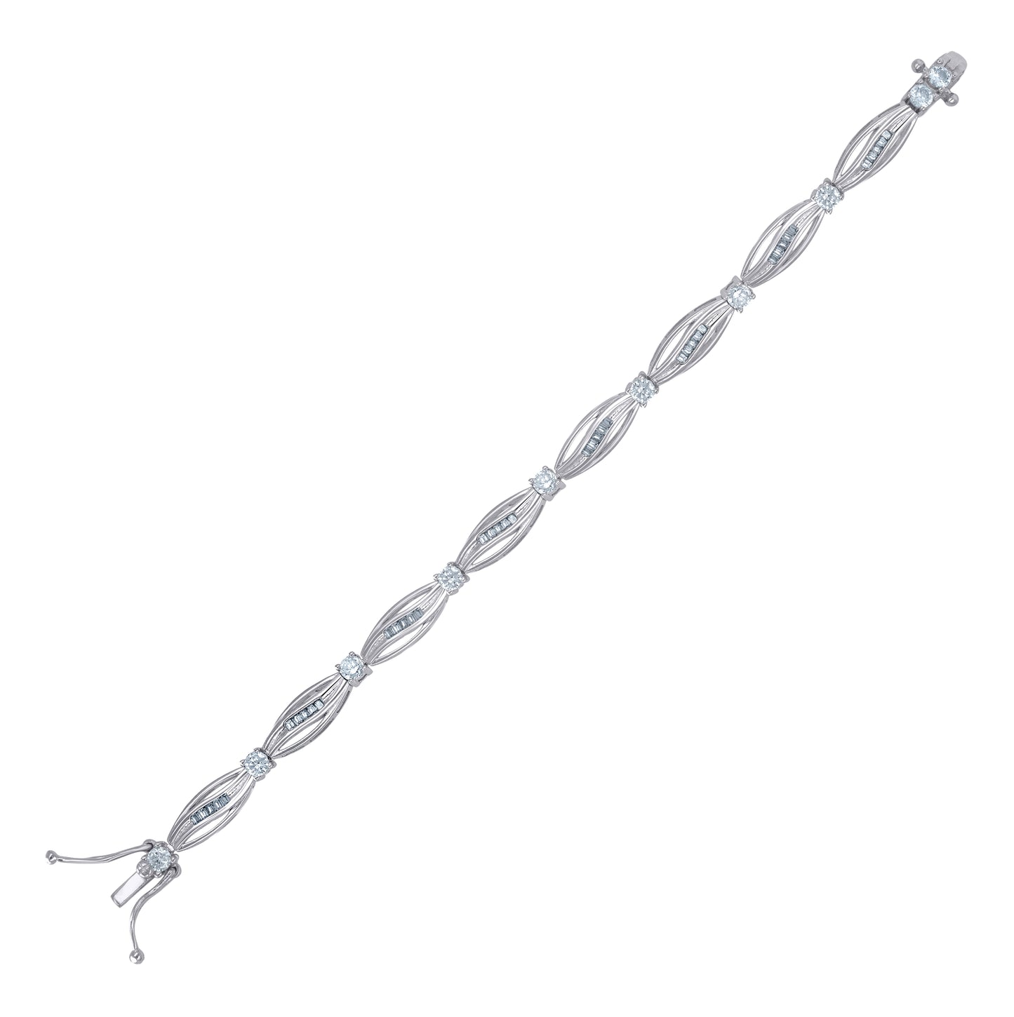 Sterling Silver Womens Cubic-Zirconia Fashion Link Bracelet Size 7