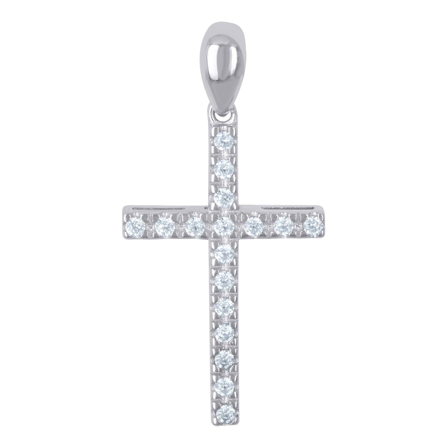 Sterling Silver Unisex Cubic-Zirconia Cross Religious Charm Pendant