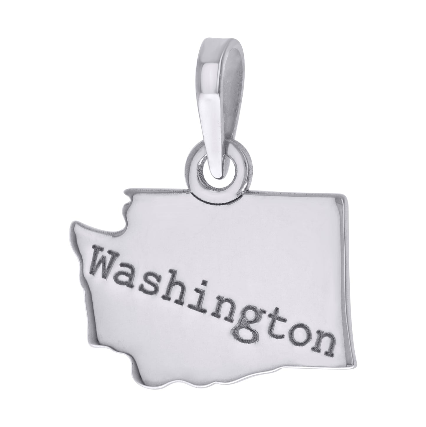 Sterling Silver Unisex American States Washington Charm Pendant
