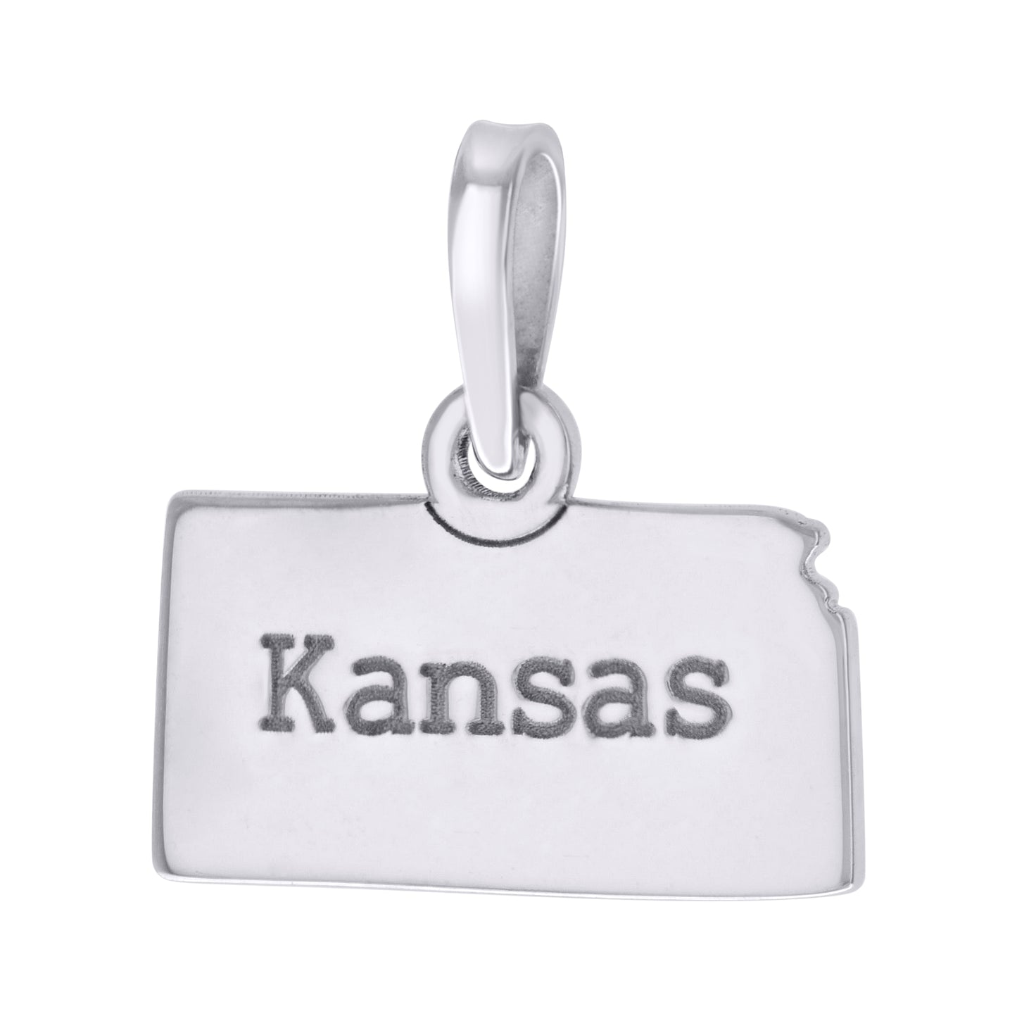 Sterling Silver Unisex American States Kansas Charm Pendant