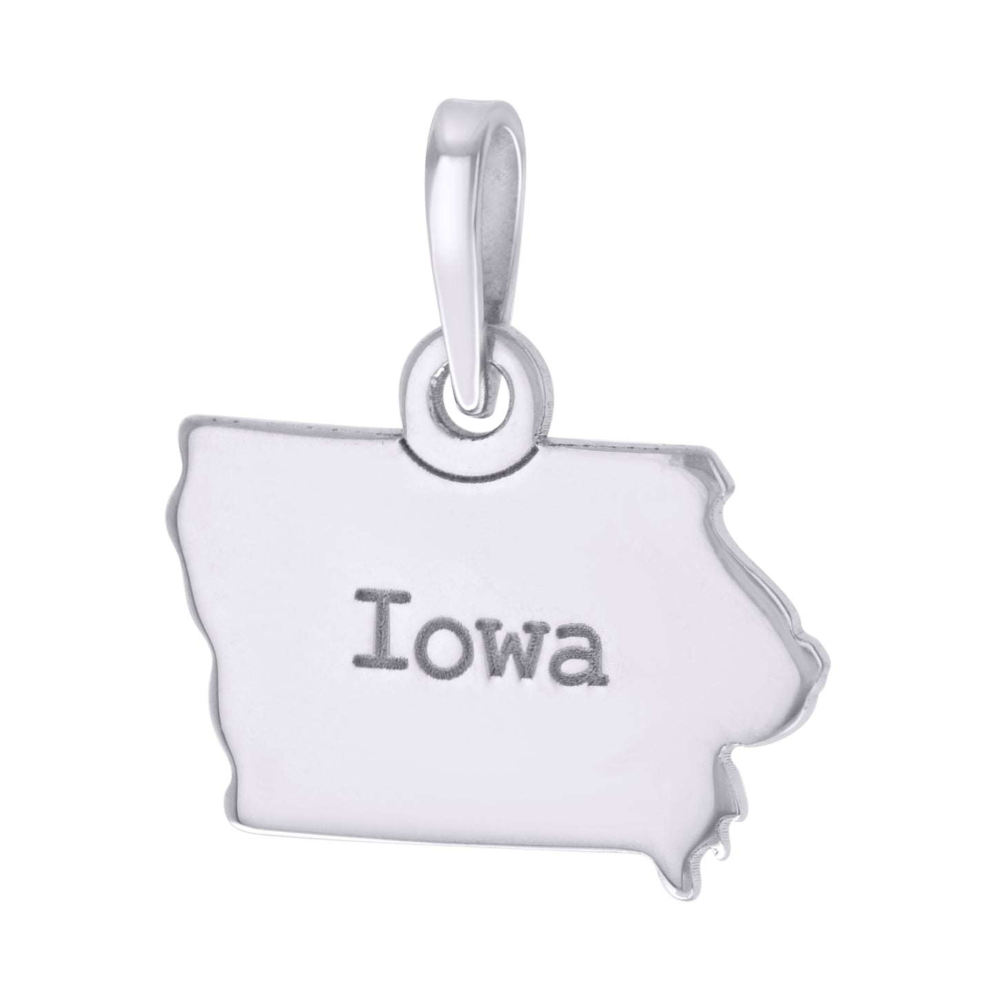 Sterling Silver Unisex American States Iowa Charm Pendant