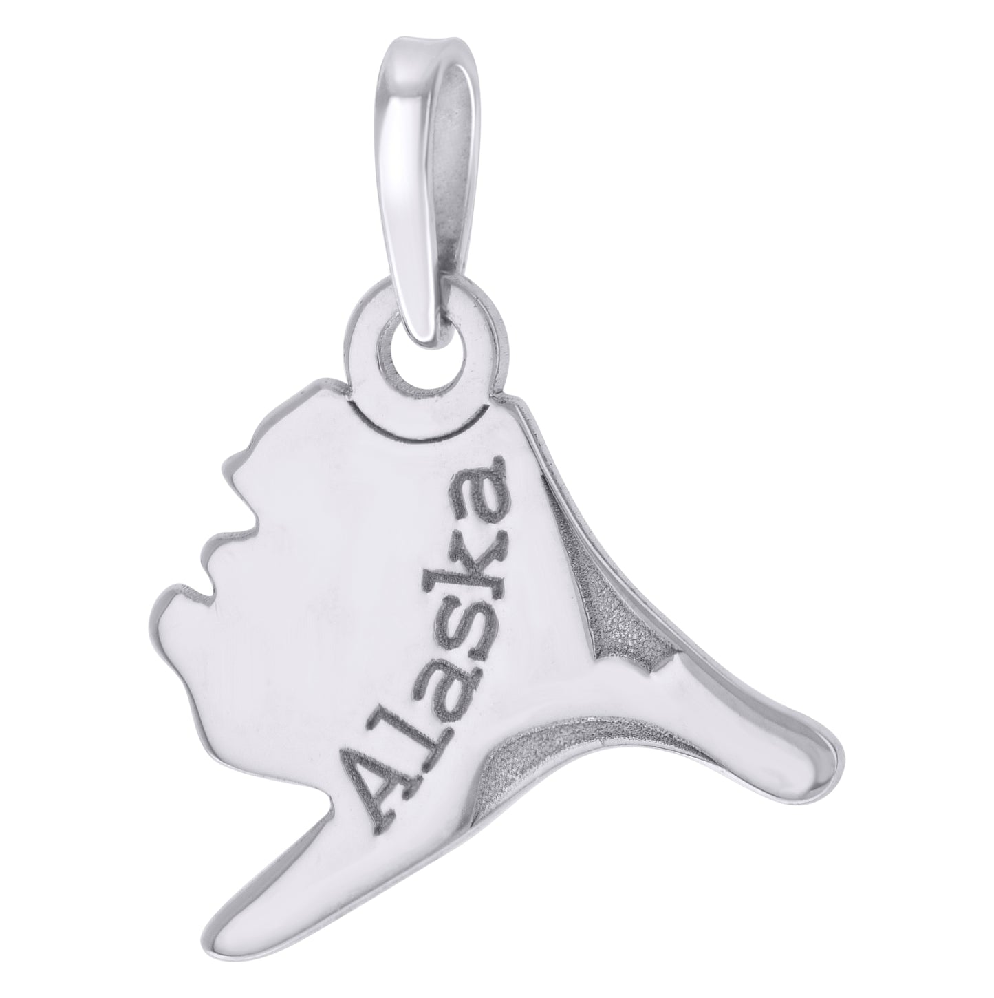 Sterling Silver Unisex American States Alaska Charm Pendant