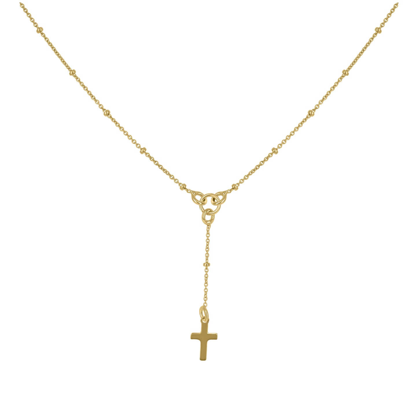 14K Yellow Gold Womens Cross Religious Necklace 17.5 Inches